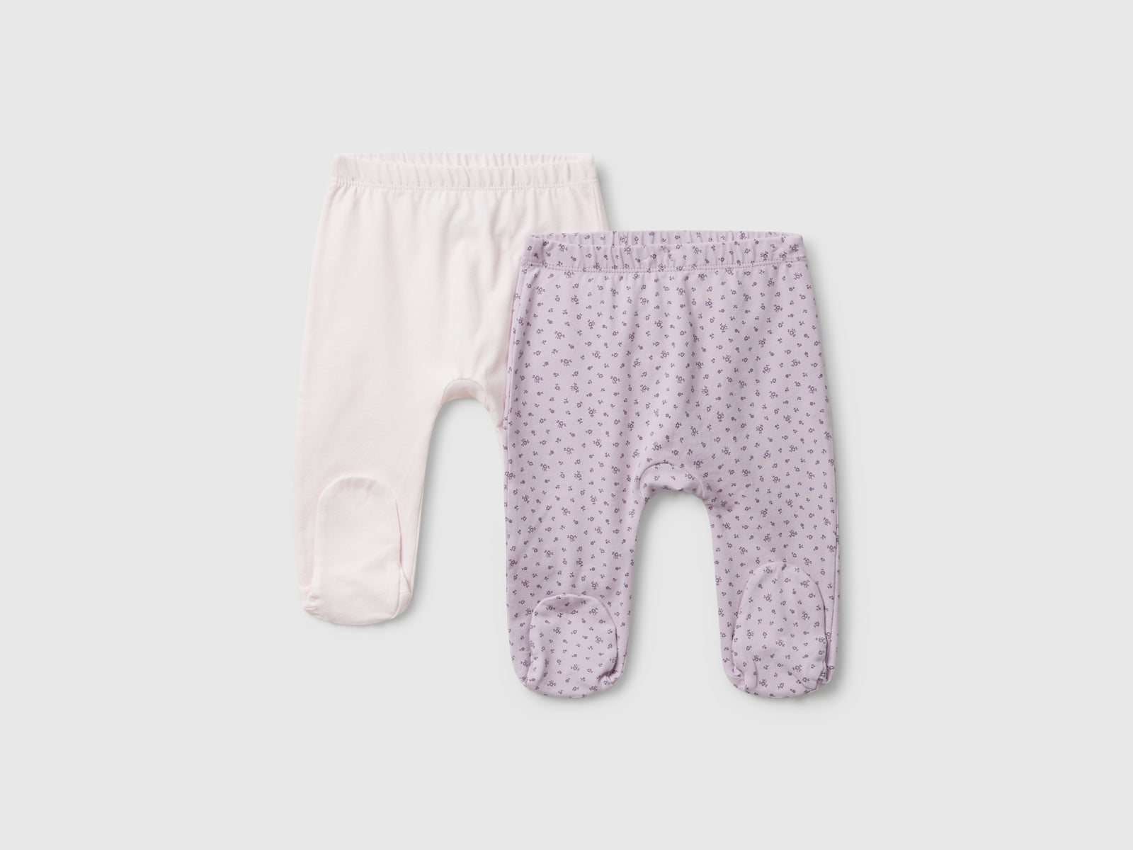 Due pantaloni in cotone da neonato viola | Benetton Outlet