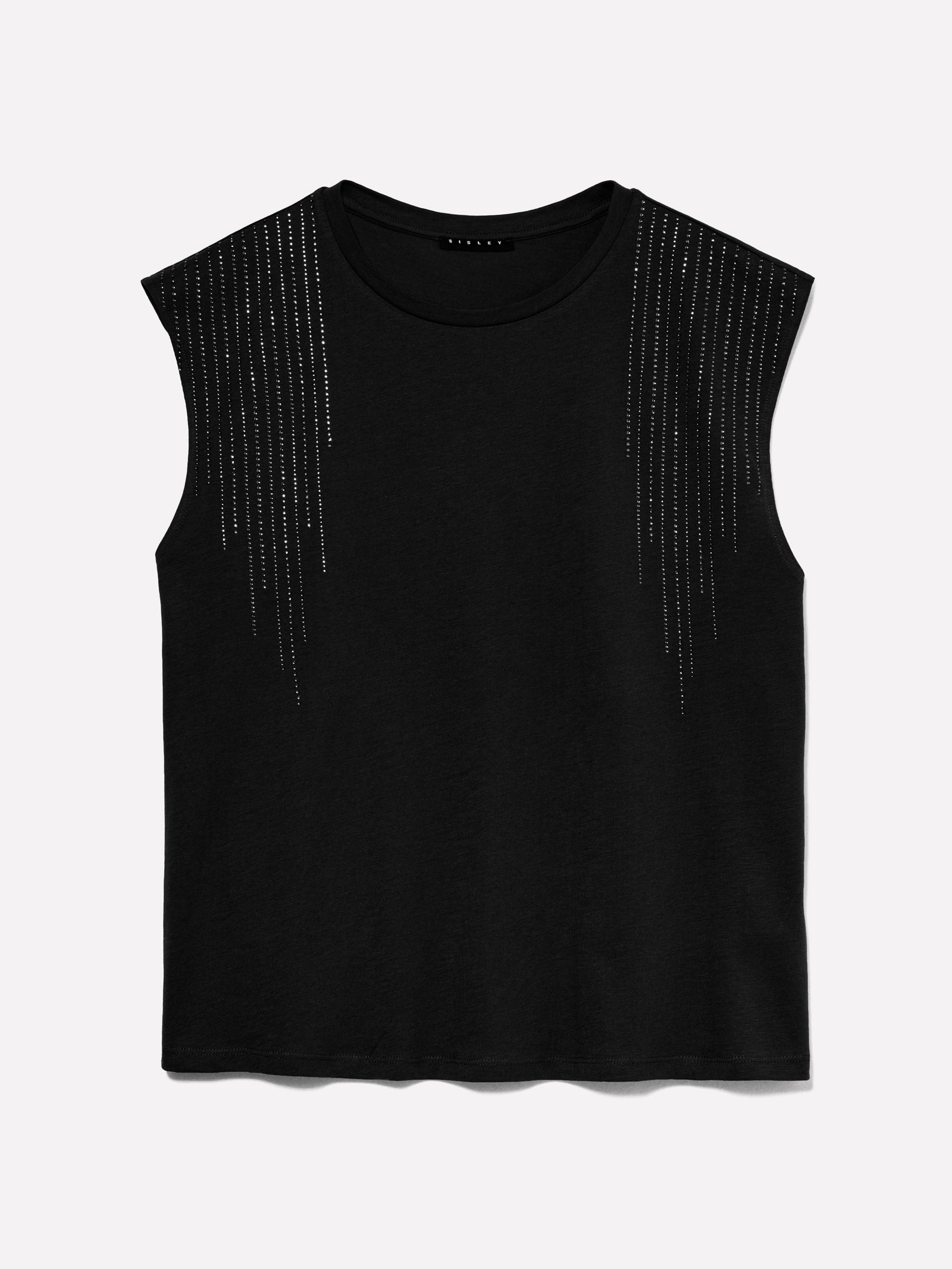 Canotta con strass da donna nero | Sisley Outlet