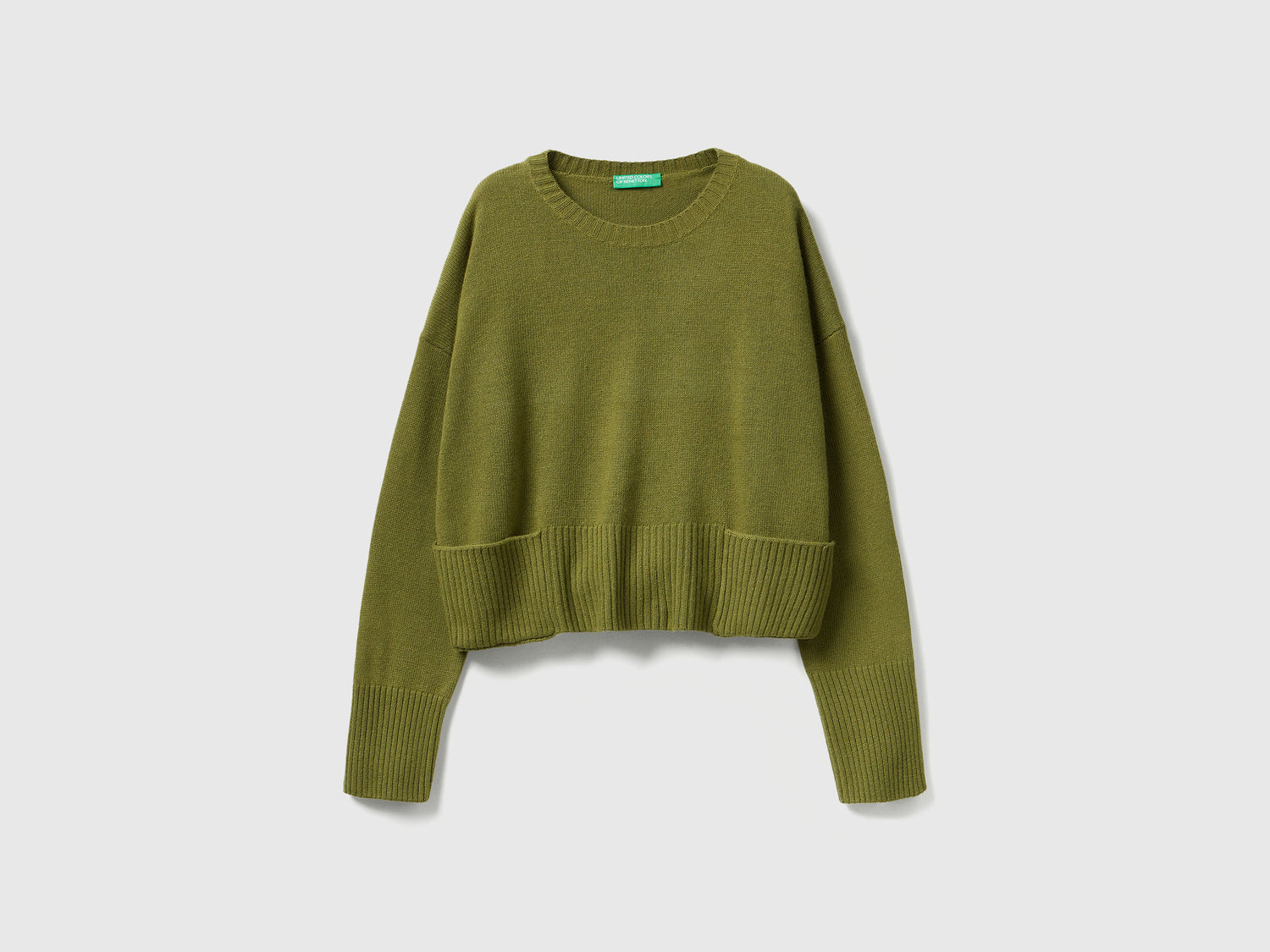 Maglione in misto lana e viscosa da donna verde militare | Benetton Outlet