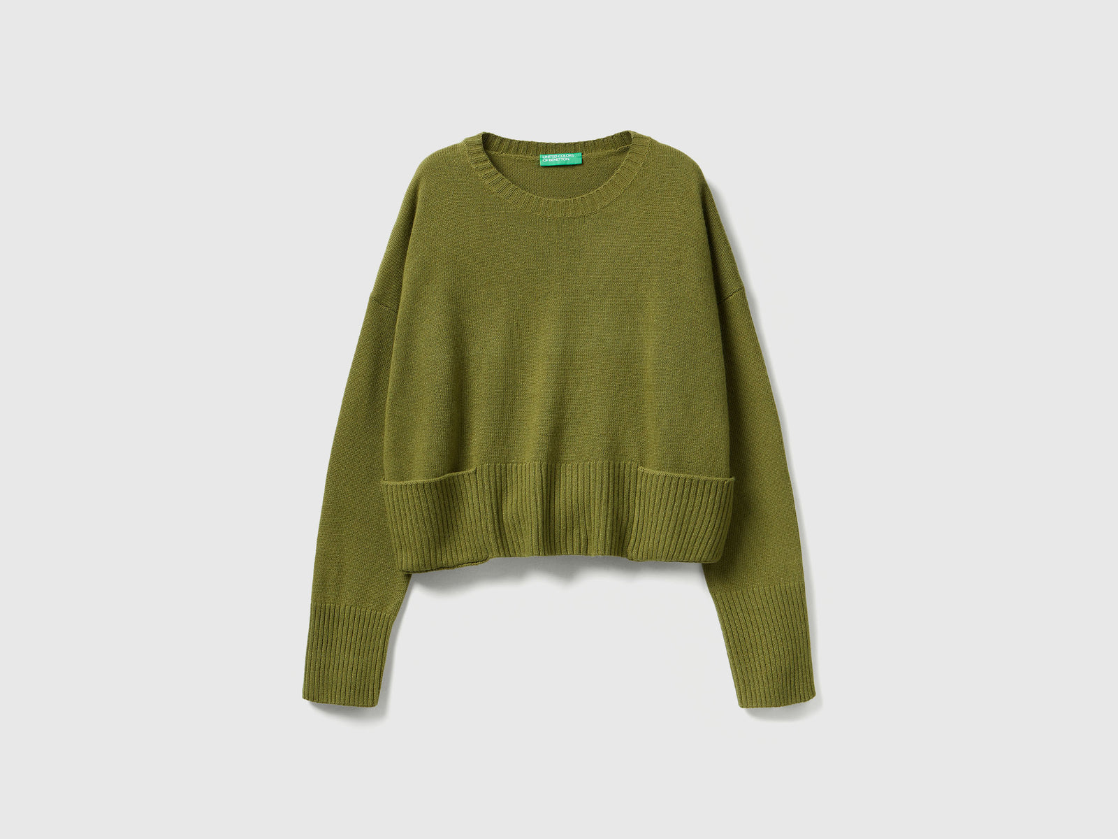 Maglione in misto lana e viscosa da donna verde militare | Benetton Outlet