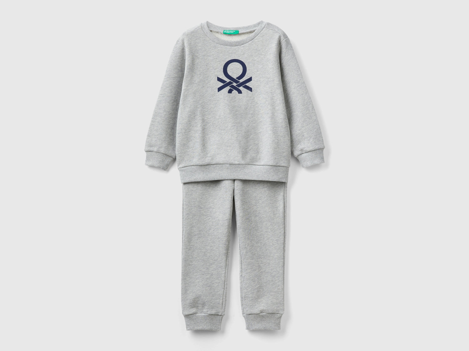Tuta in felpa con logo da bimbo grigio chiaro | Benetton Outlet