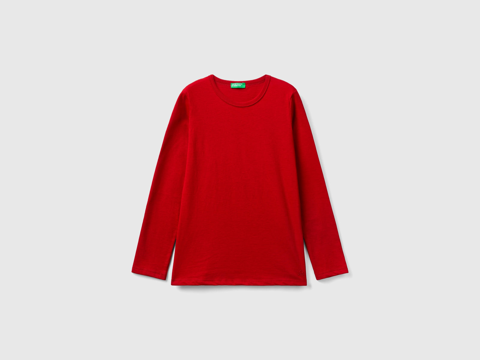 T-shirt a manica lunga in cotone bio da bambina rosso | Benetton Outlet