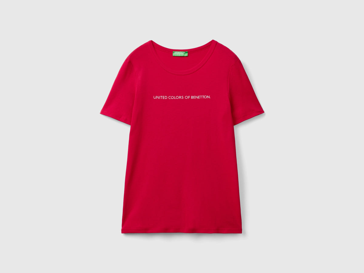 T-shirt 100% cotone con stampa logo glitter