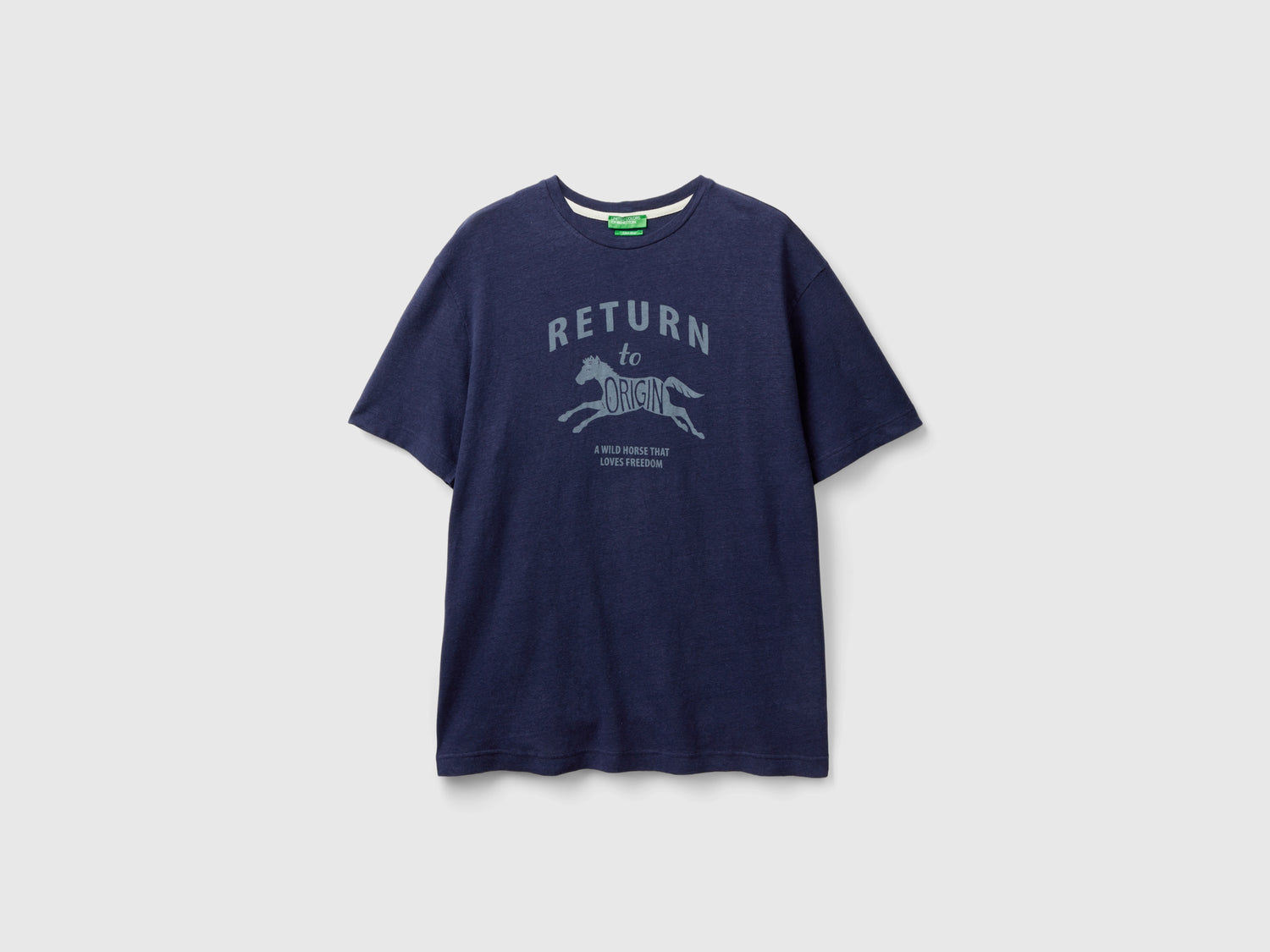 Maglietta in misto lino da uomo blu scuro | Benetton Outlet