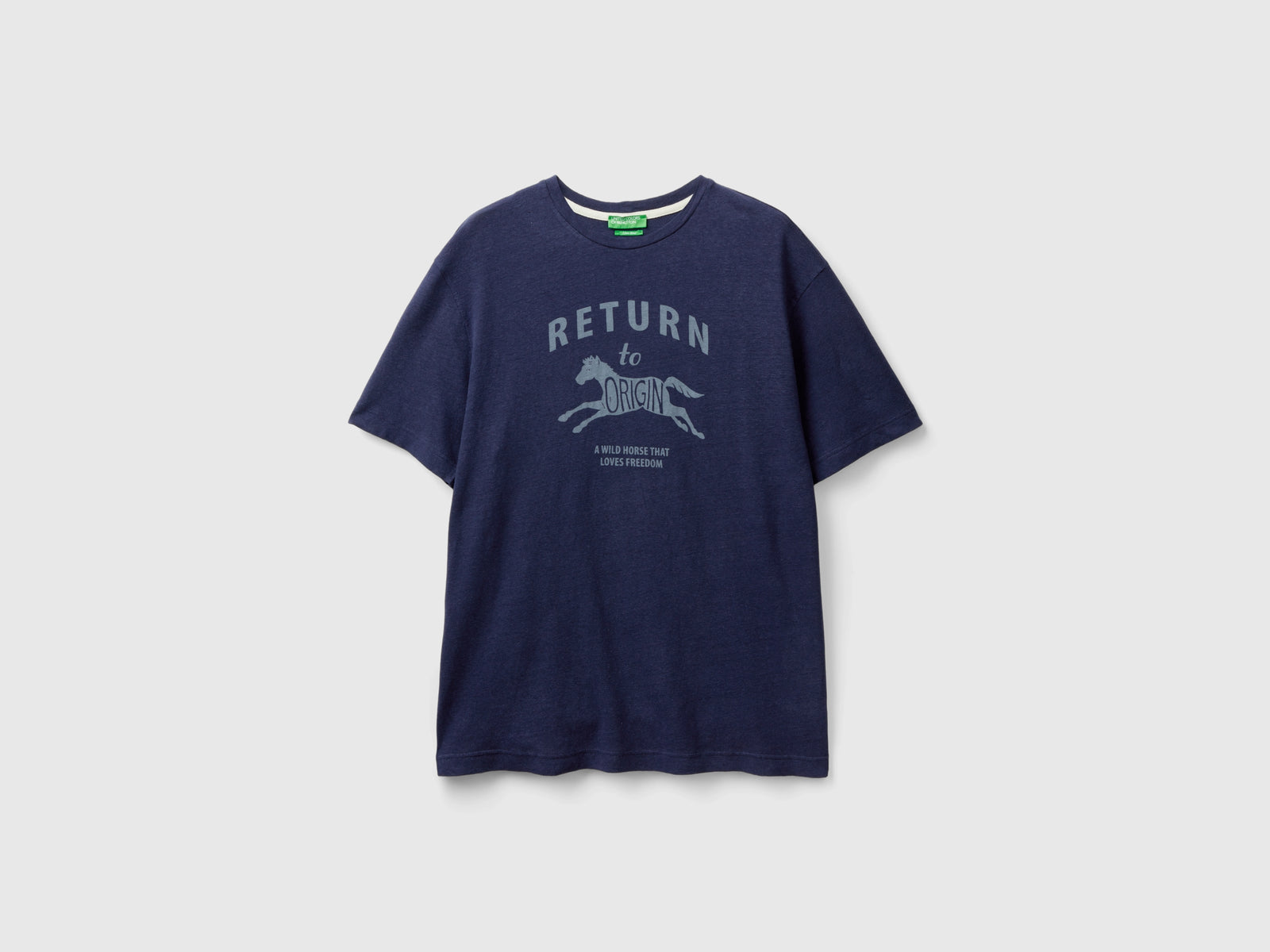 Maglietta in misto lino da uomo blu scuro | Benetton Outlet