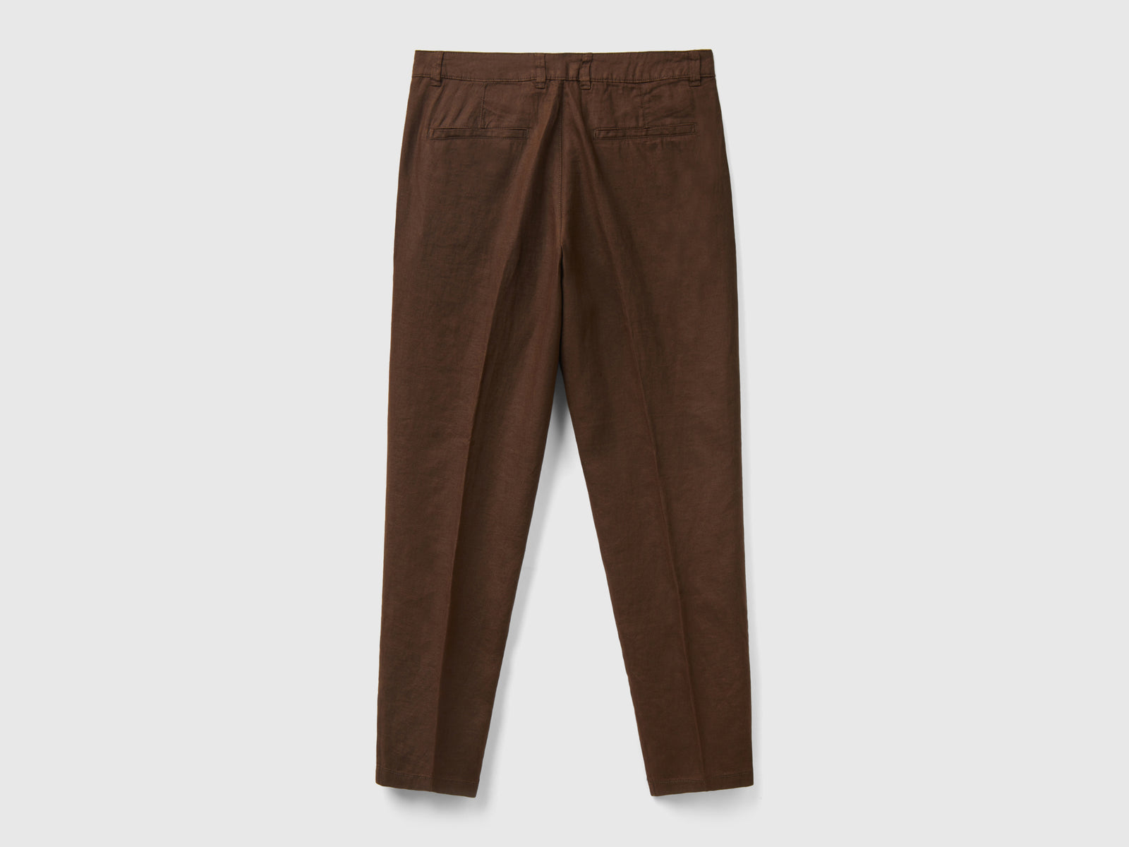 Chino in puro lino da uomo marrone scuro 2 | Benetton Outlet