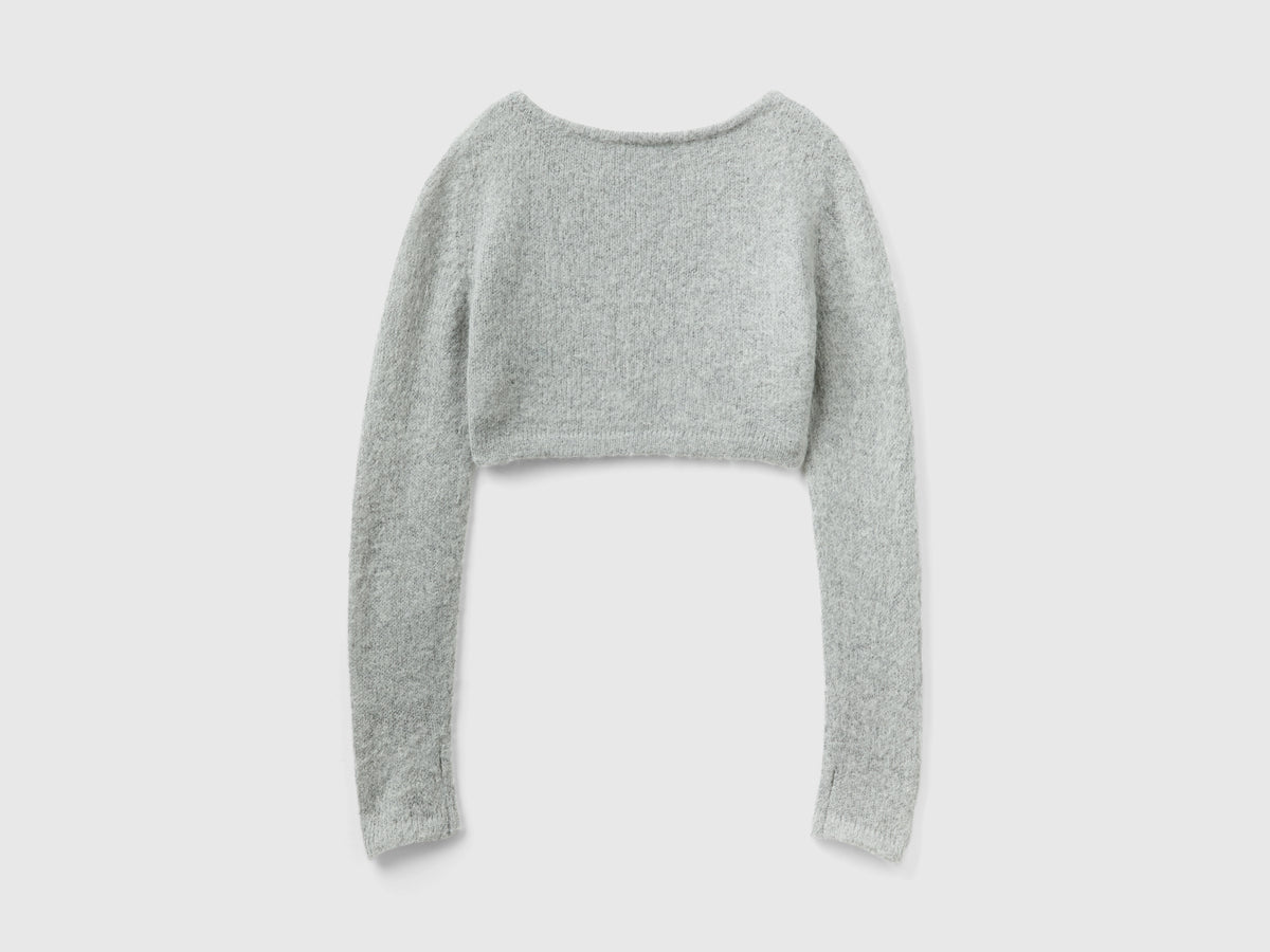 Maglia cropped in misto mohair