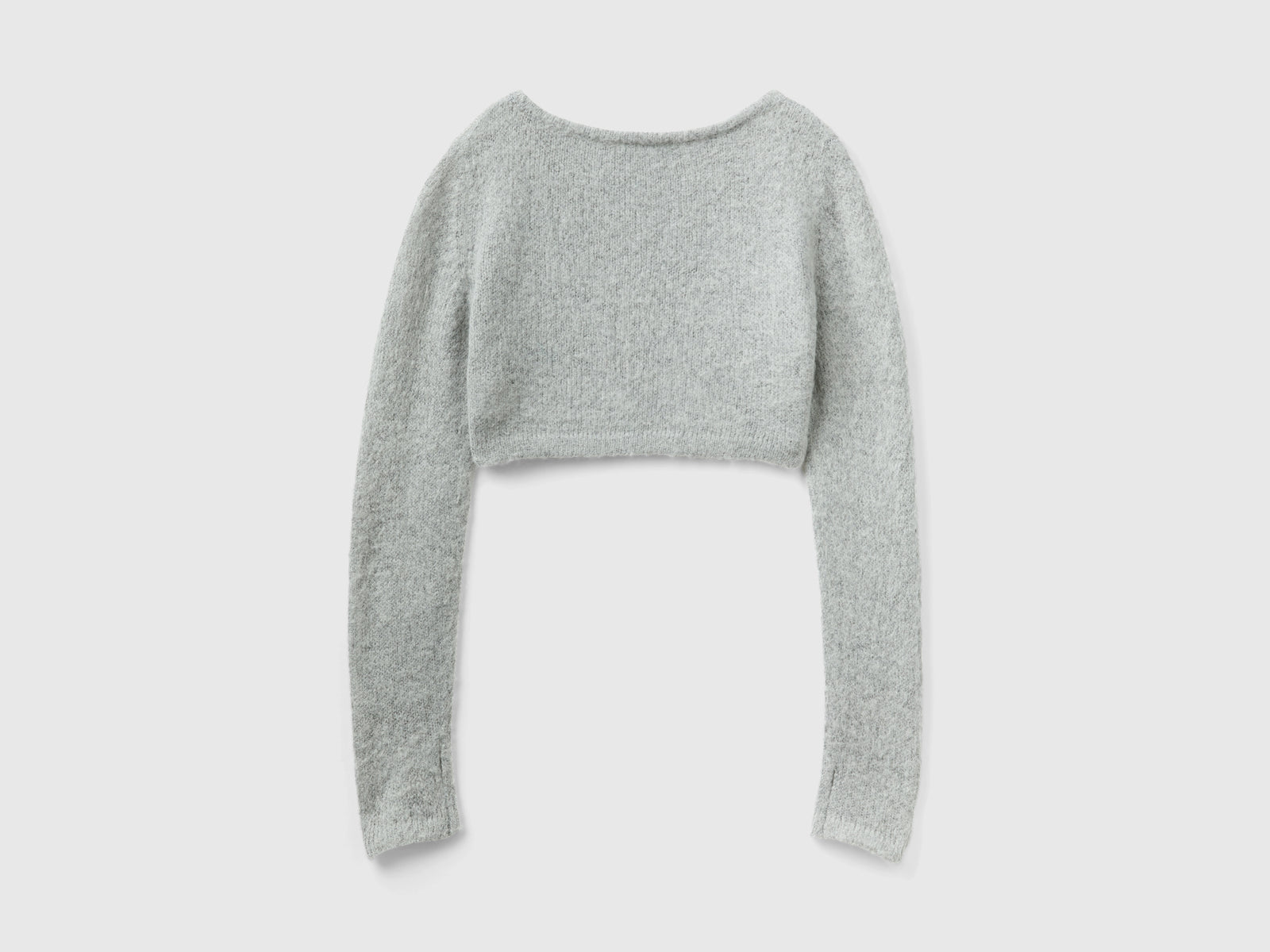 Maglia cropped in misto mohair da donna grigio chiaro 2 | Benetton Outlet