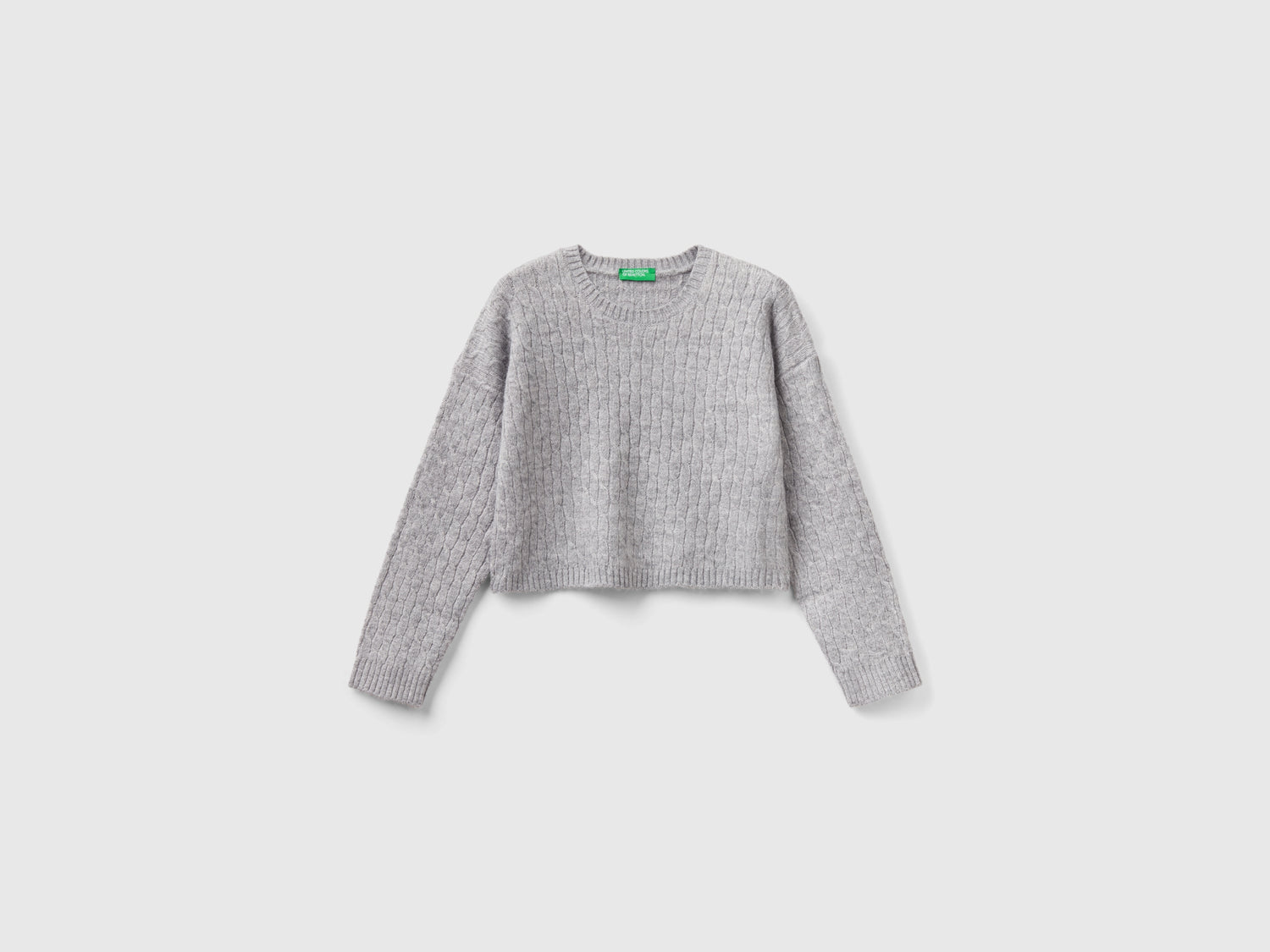Maglione con trecce da bambina grigio | Benetton Outlet