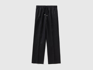Pantaloni in puro lino con elastico