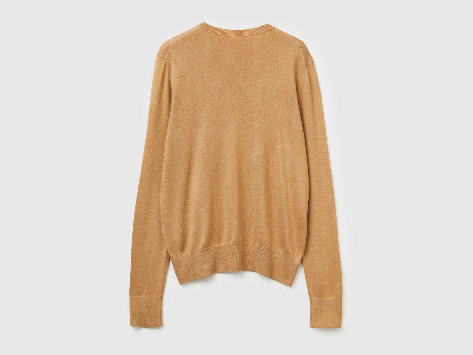 Maglia manica lunga in misto seta da donna cammello 2 | Benetton Outlet