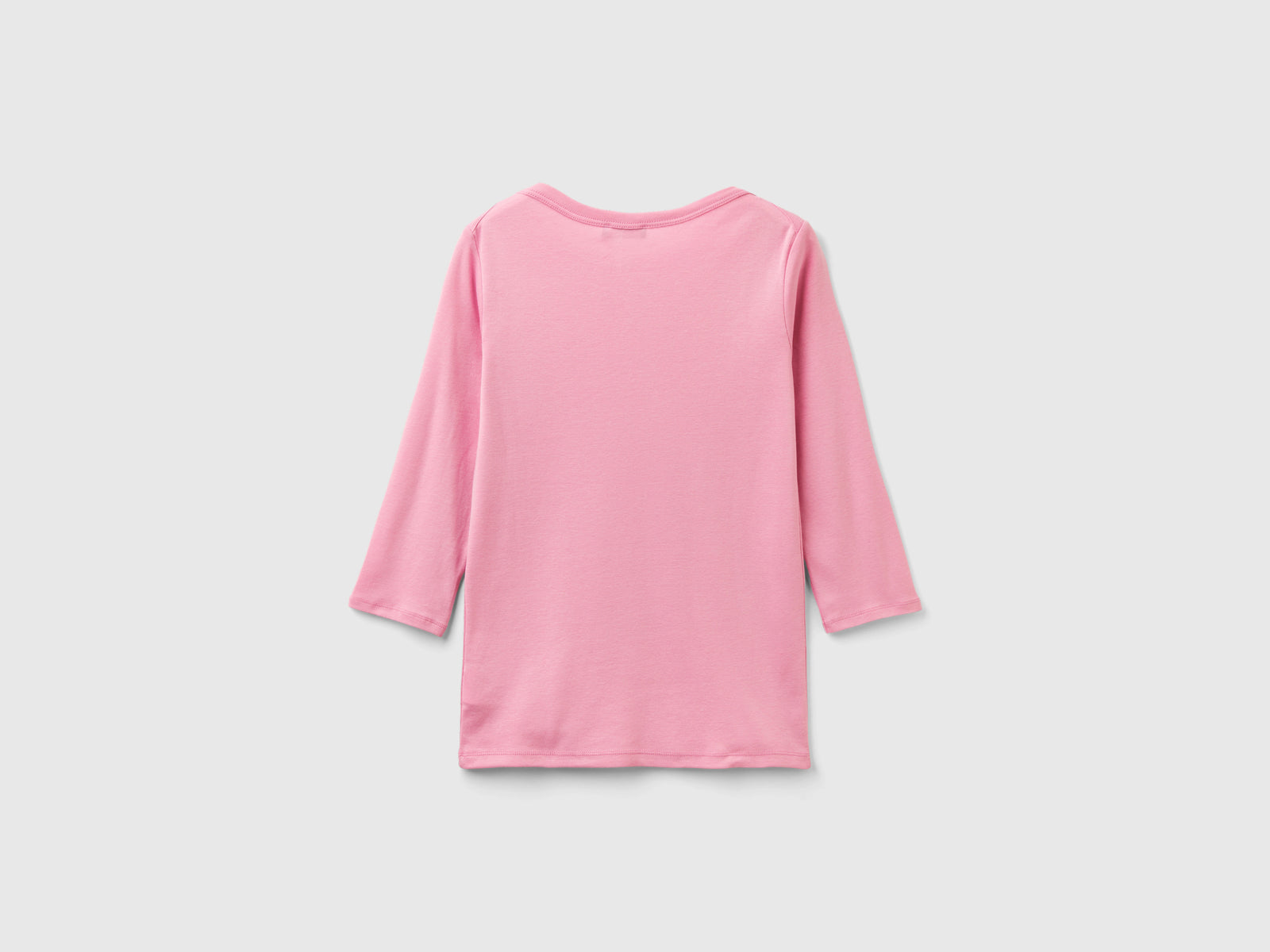 T-shirt con scollo a barchetta 100% cotone da donna rosa pastello 2 | Benetton Outlet