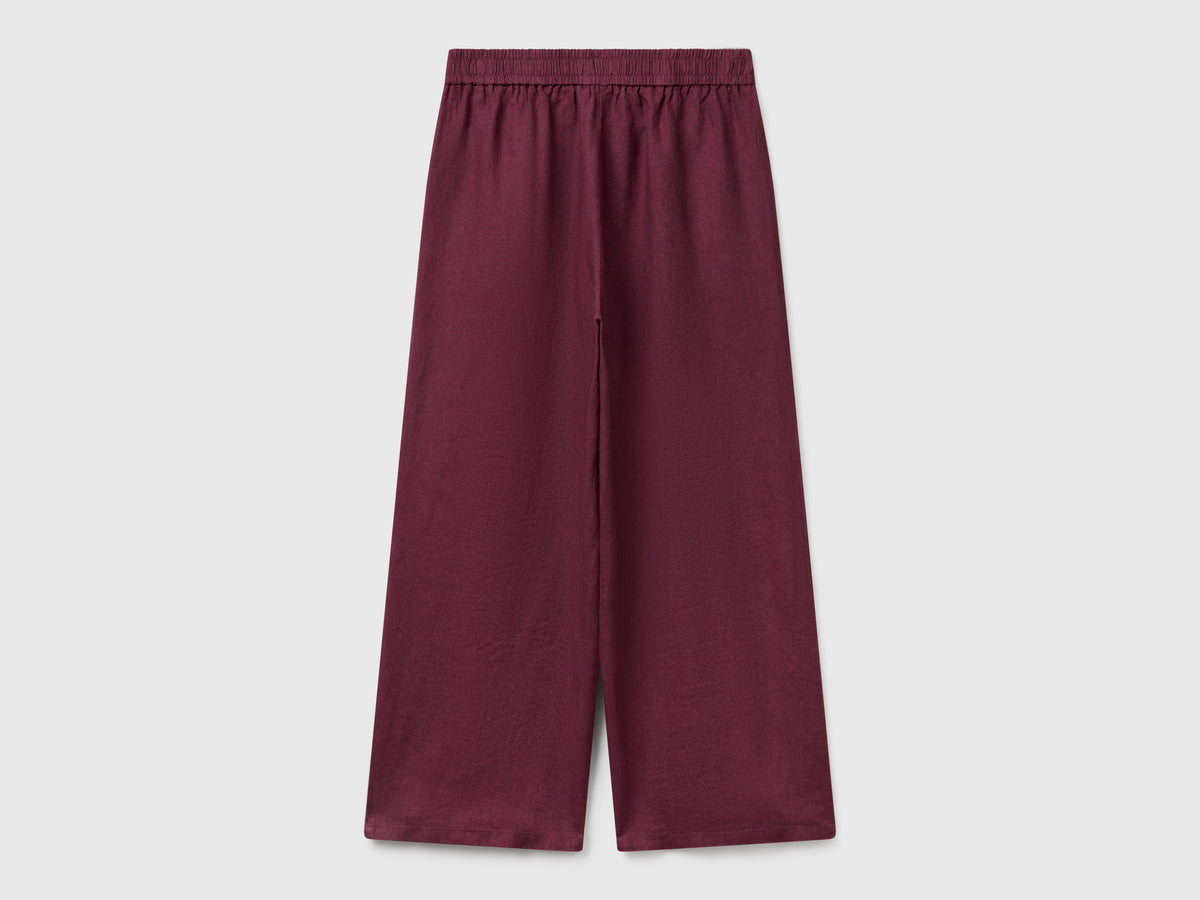 Pantaloni ampi in puro lino