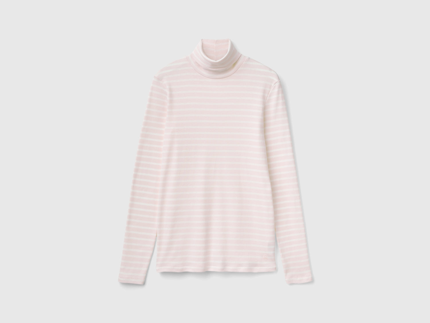 T-shirt lupetto a righe da donna rosa pastello | Benetton Outlet