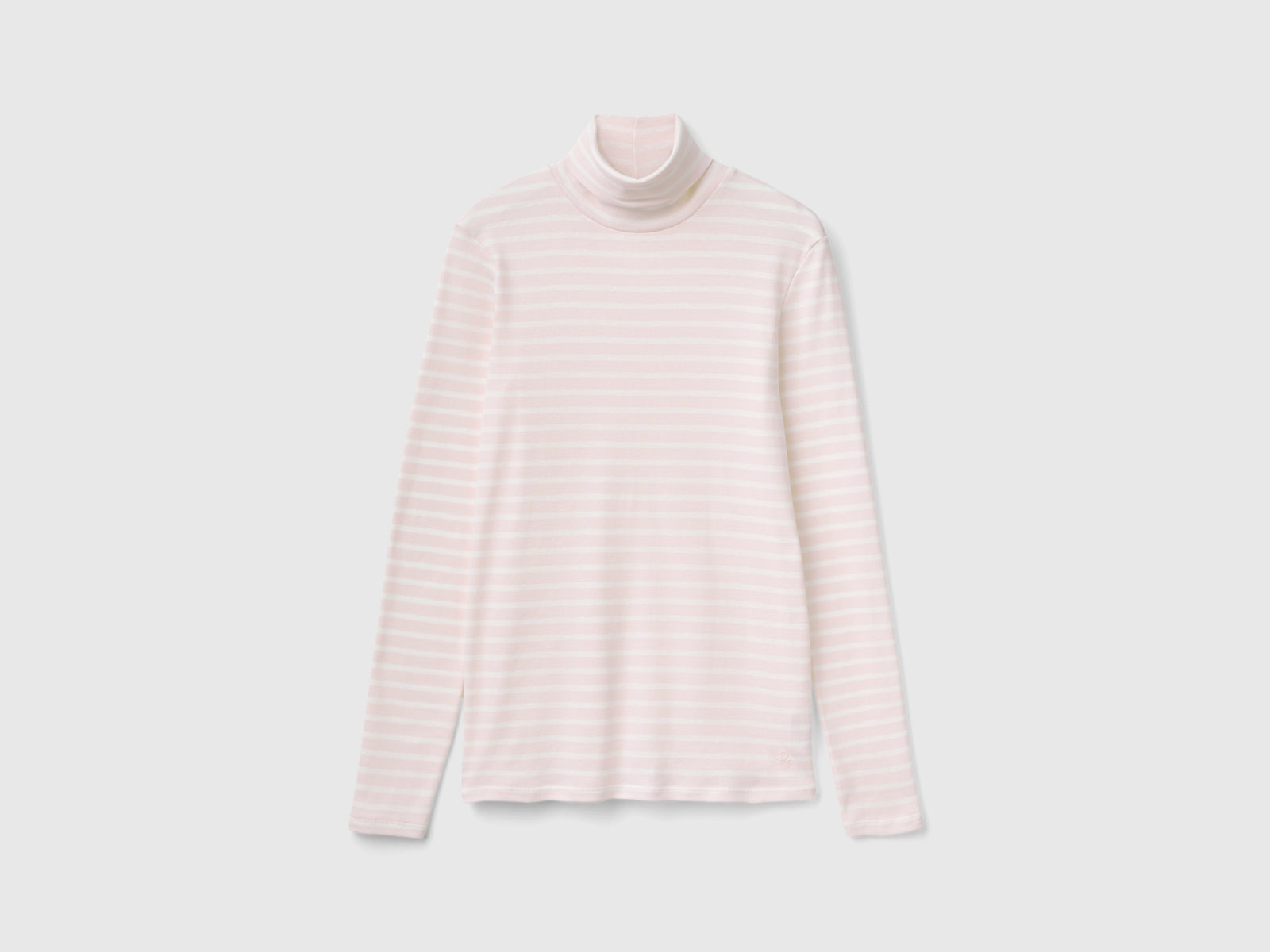 T-shirt lupetto a righe da donna rosa pastello | Benetton Outlet
