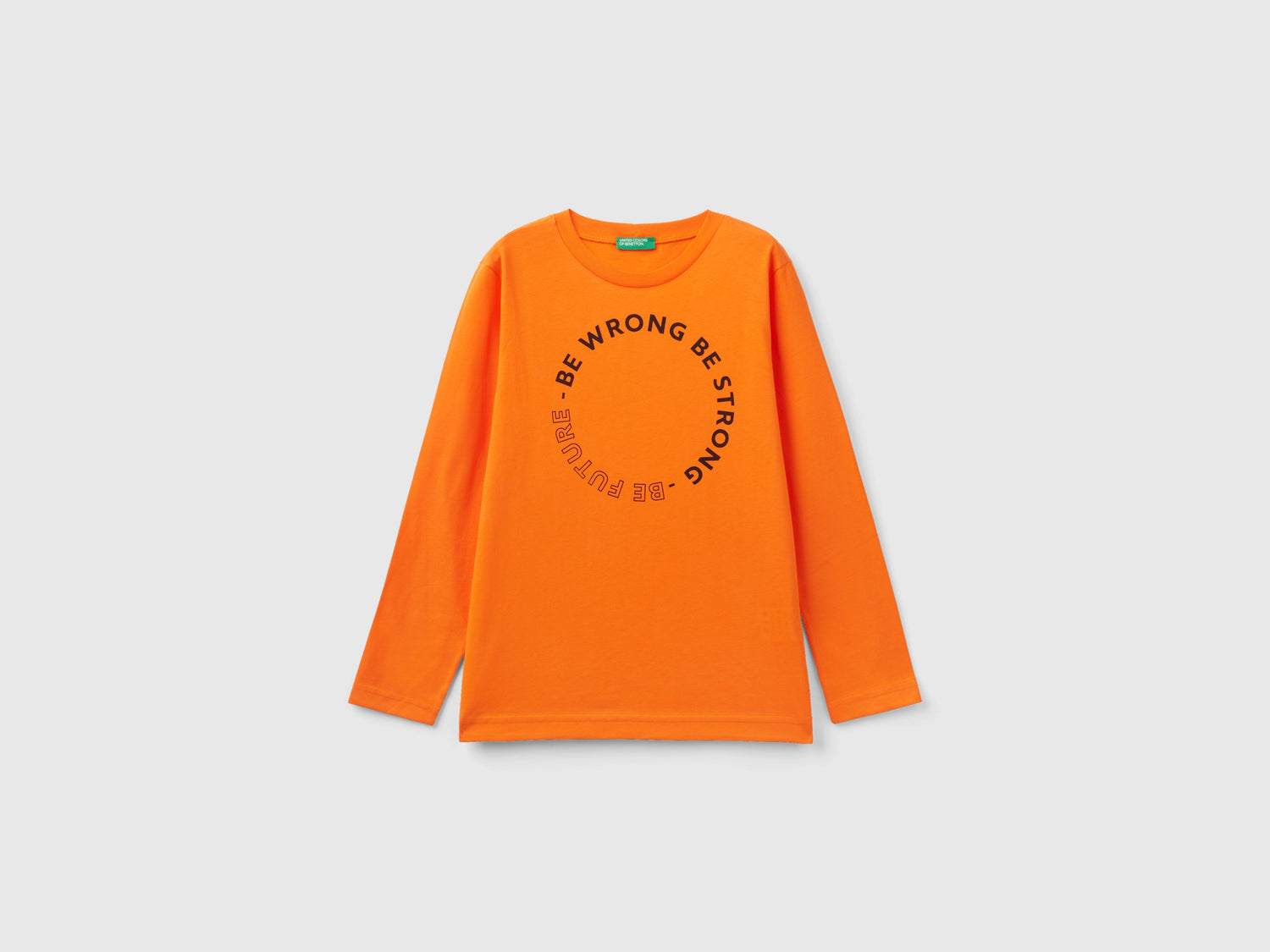 T-shirt manica lunga in caldo cotone da bambino arancione | Benetton Outlet