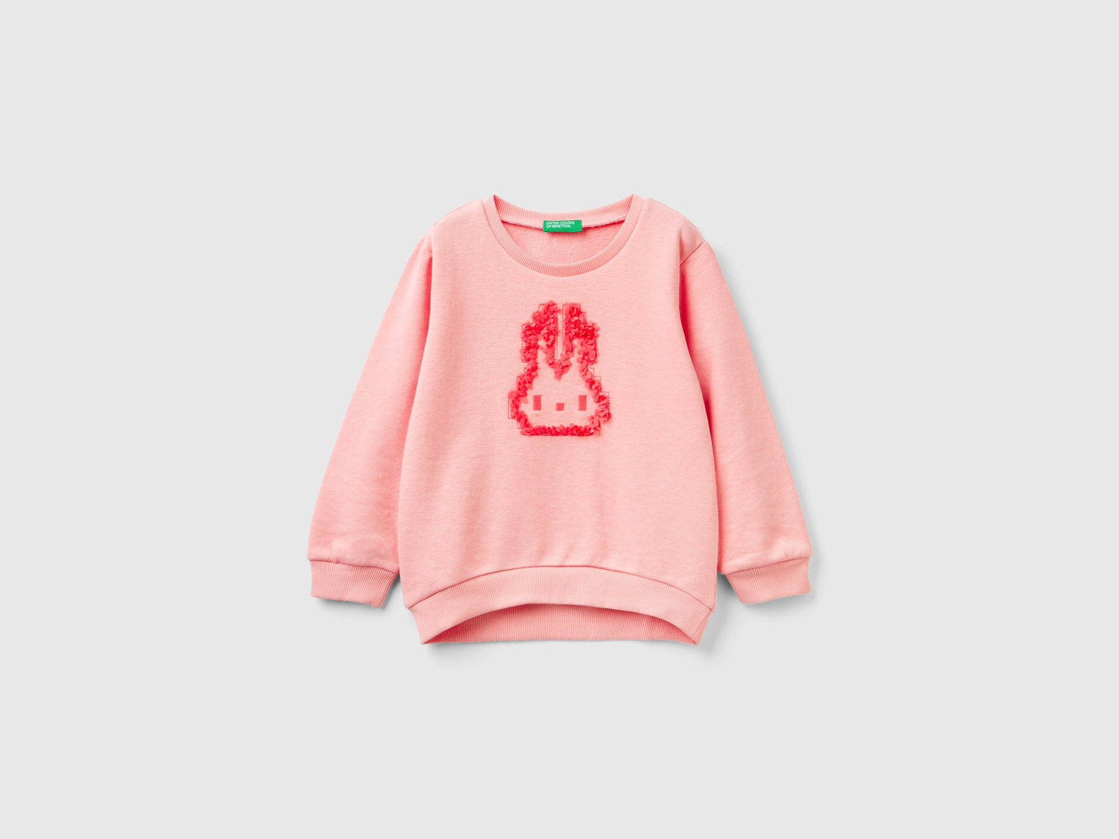 Felpa con applicazione effetto petali da bimba rosa | Benetton Outlet