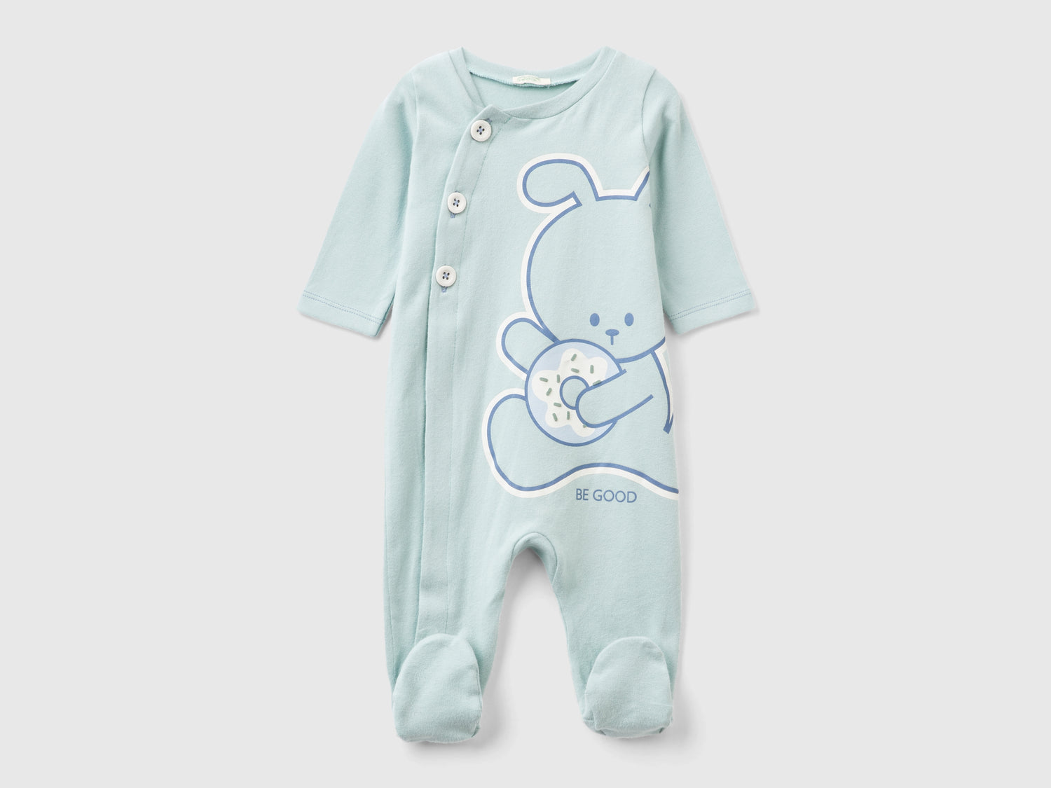 Calda tutina con stampa animaletto da neonato verde acqua | Benetton Outlet