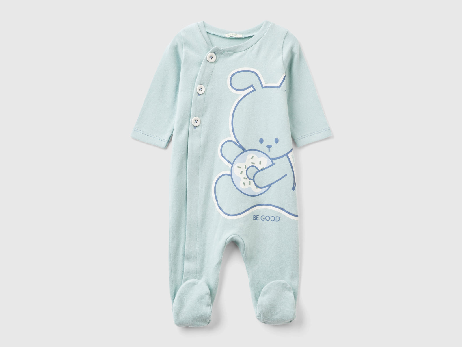 Calda tutina con stampa animaletto da neonato verde acqua | Benetton Outlet