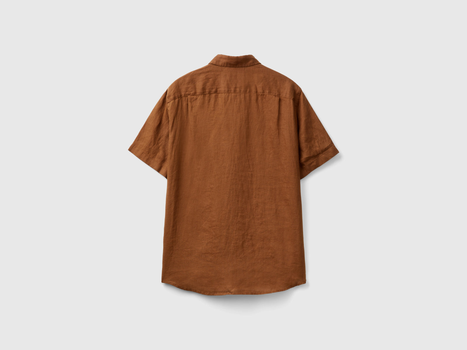 Camicia a manica corta in puro lino da uomo marrone 2 | Benetton Outlet