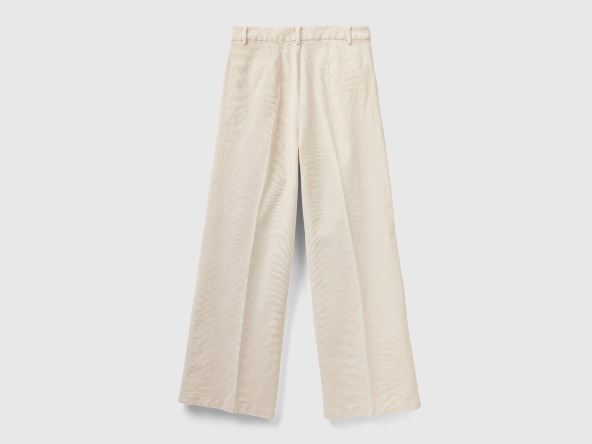 Pantaloni gamba ampia in velluto a coste