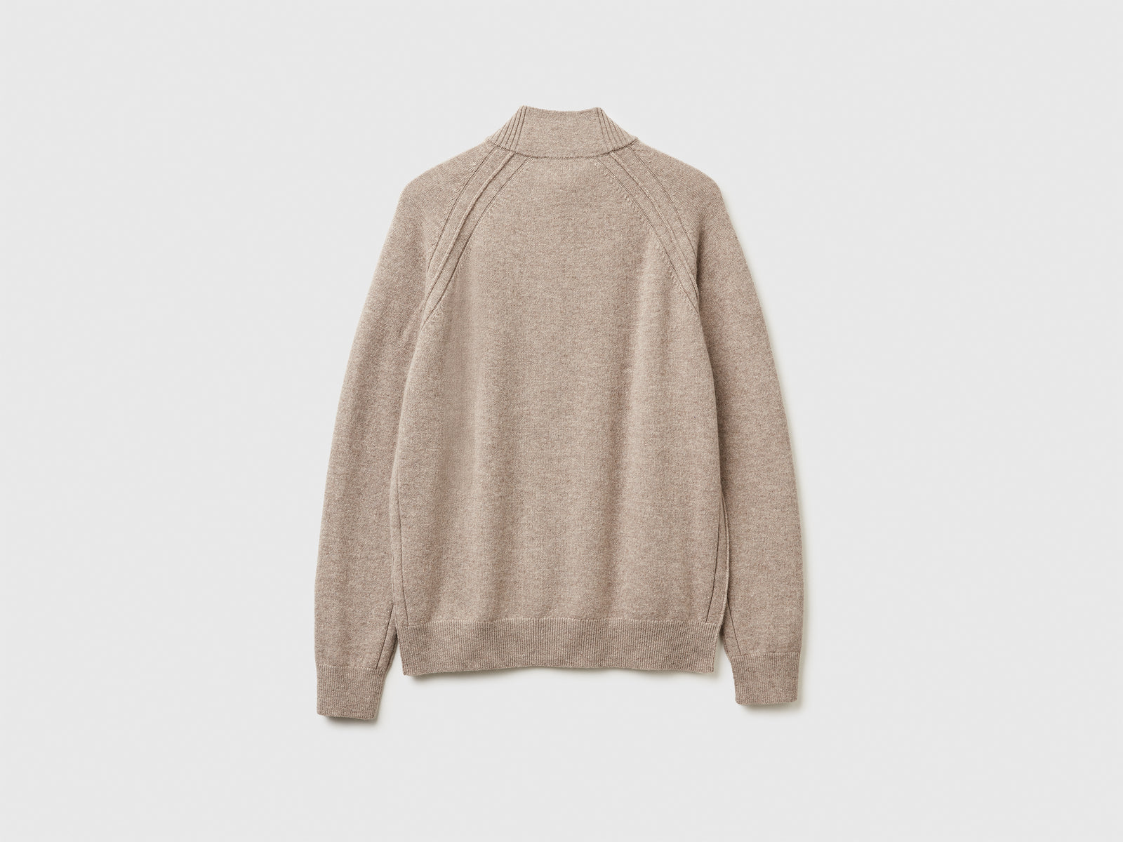 Maglia zippata 100% lana Merino da uomo tortora 2 | Benetton Outlet