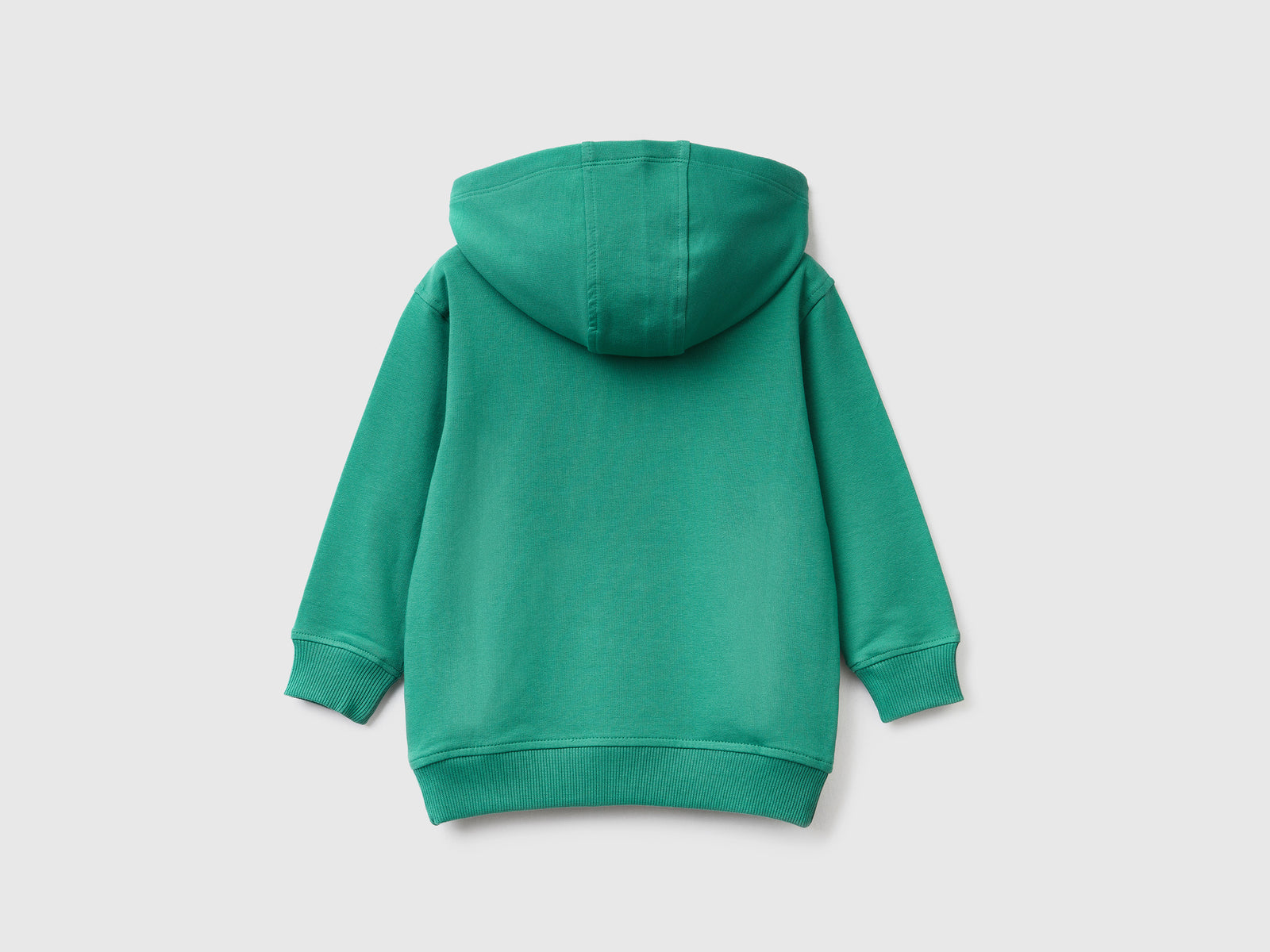 Felpa con cappuccio a manica lunga in cotone elasticizzato da bimbo verde scuro 2 | Benetton Outlet