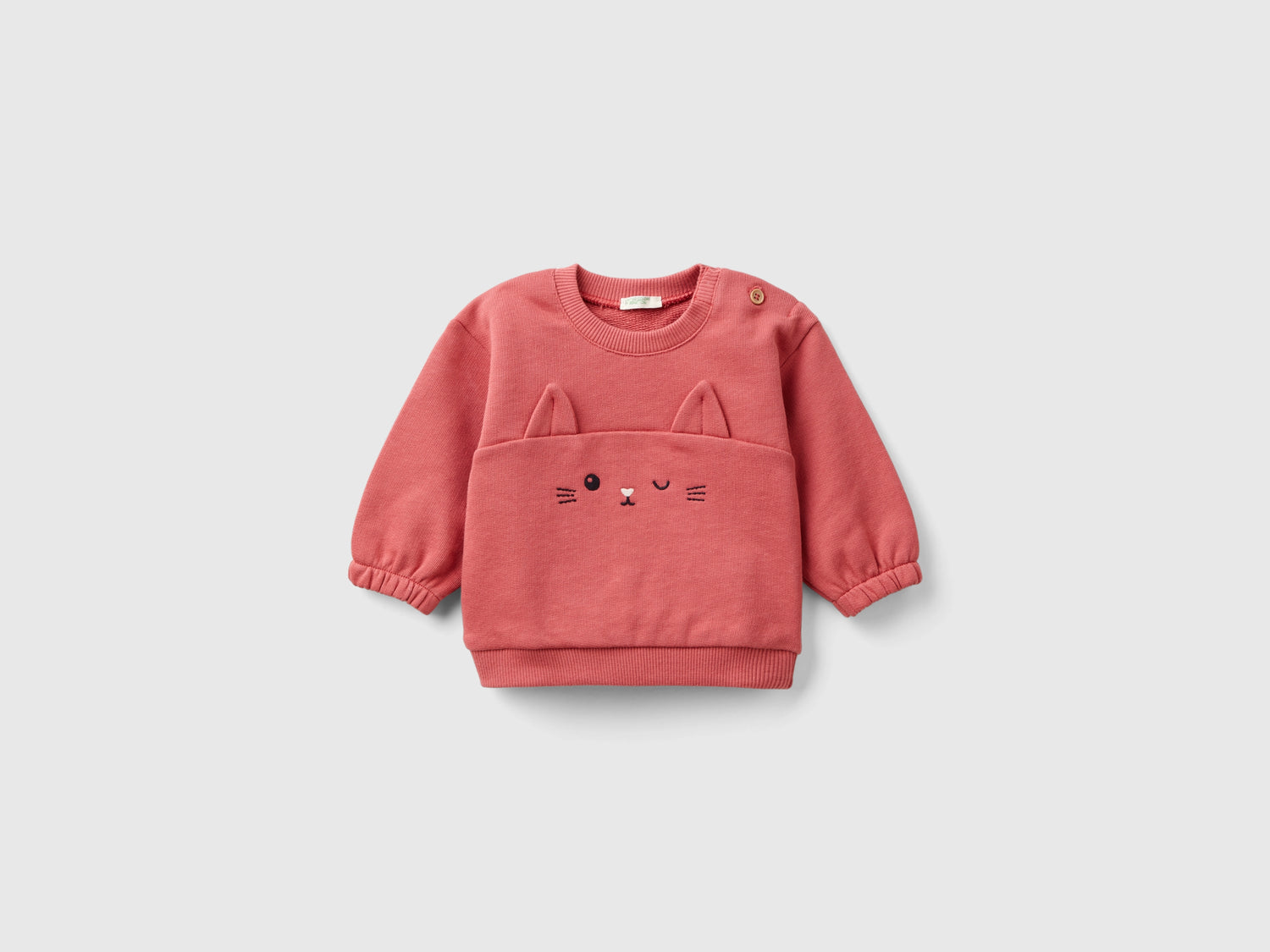 Felpa con ricamo e patch in cotone bio da neonato malva | Benetton Outlet
