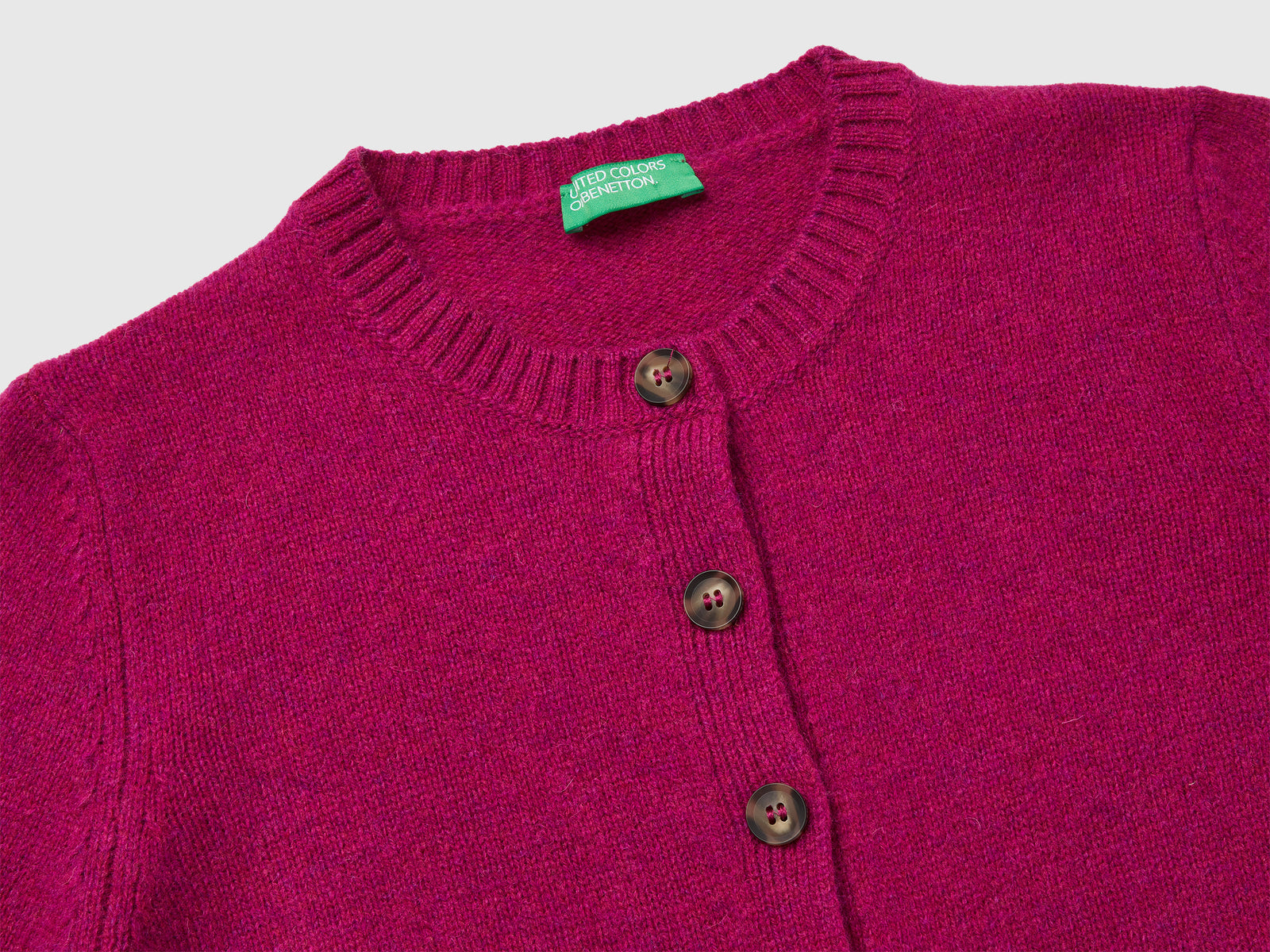 Cardigan in pura lana Shetland da donna fucsia 3 | Benetton Outlet