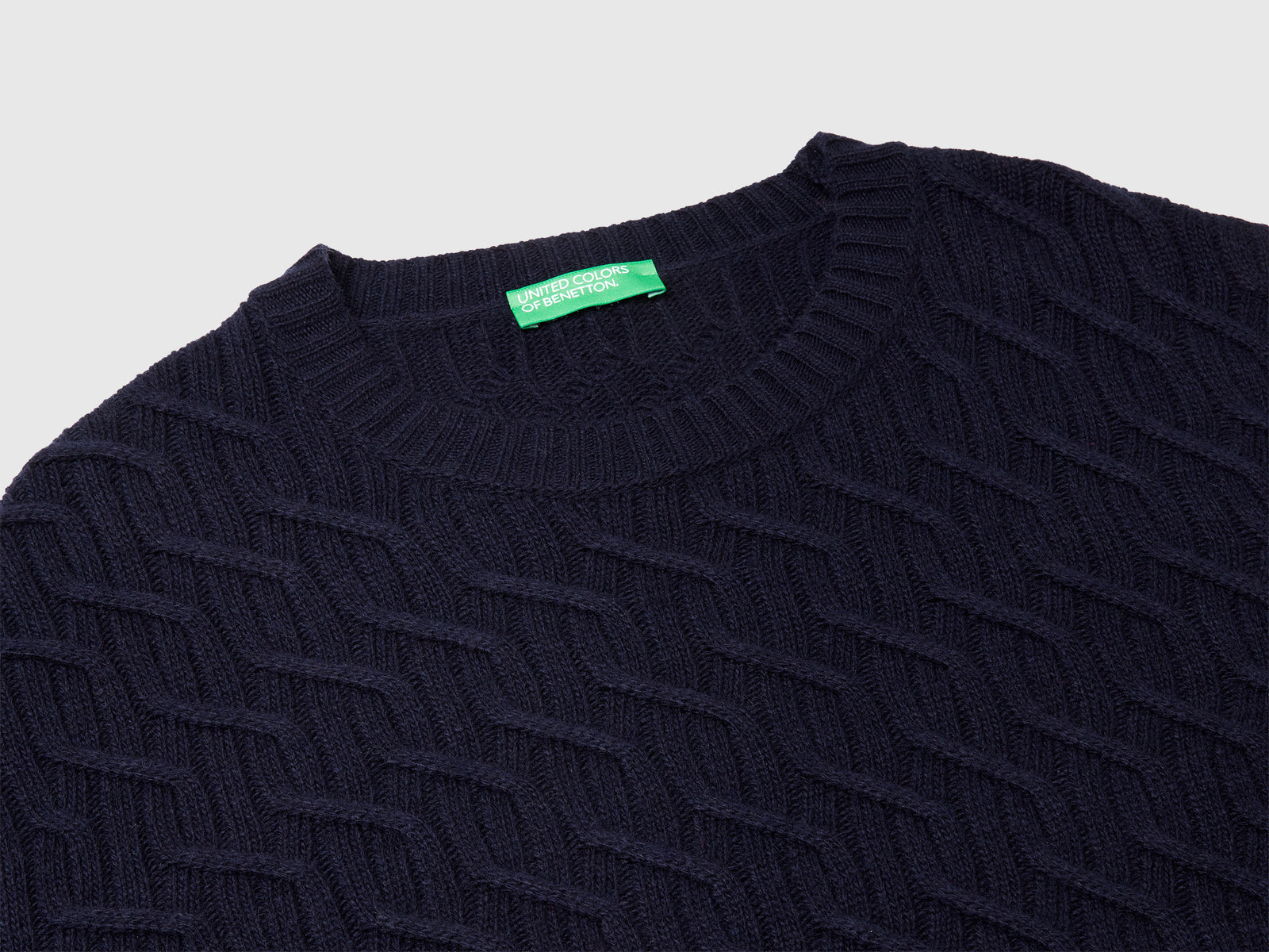 Maglia a trecce in misto cashmere da uomo blu scuro 3 | Benetton Outlet