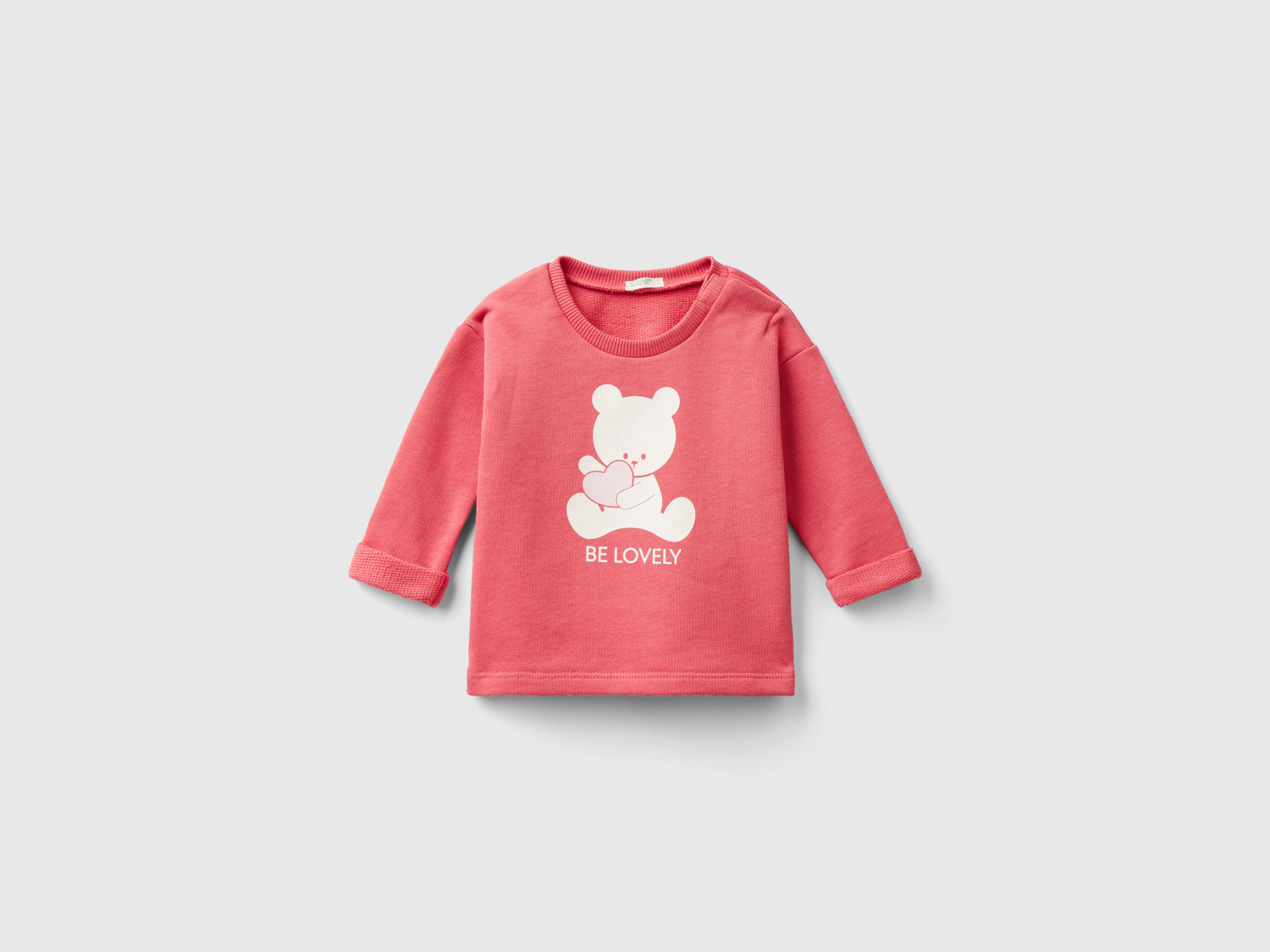Felpa in cotone bio con stampa da neonato salmone | Benetton Outlet