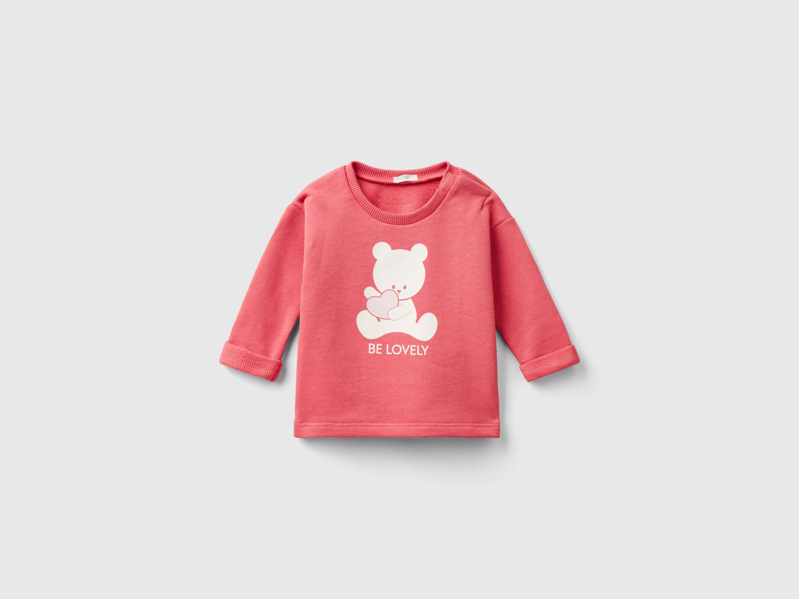 Felpa in cotone bio con stampa da neonato salmone | Benetton Outlet
