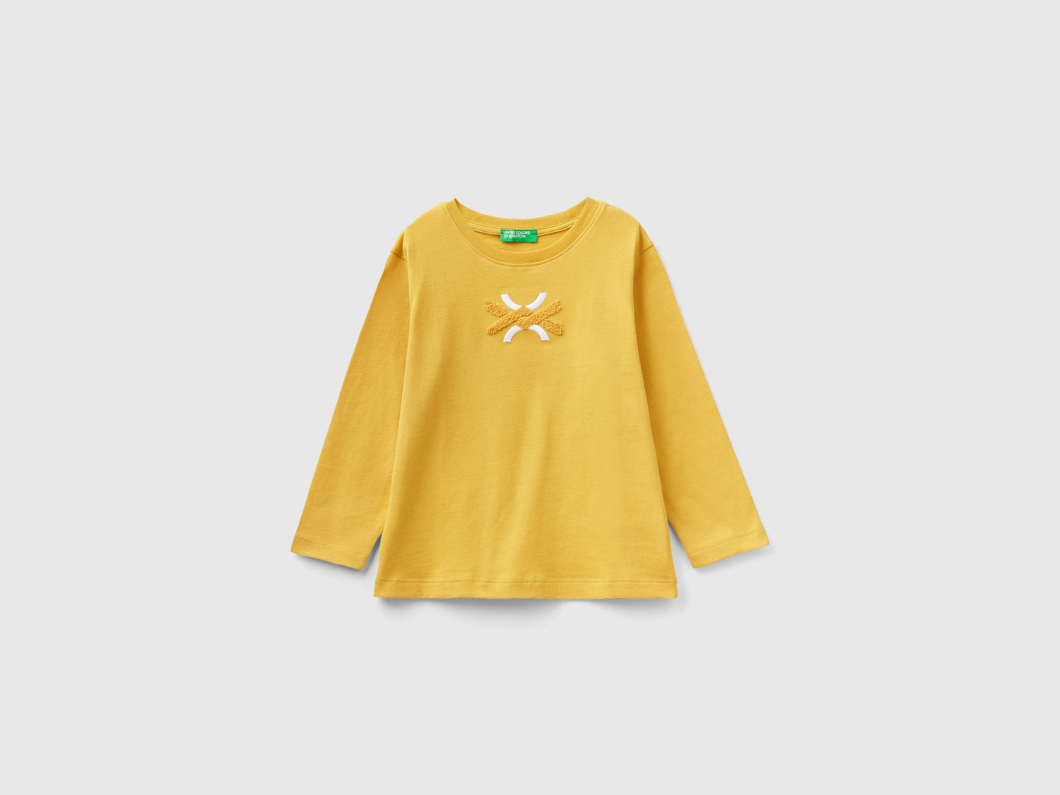 T-shirt con ricamo in spugna da bimbo giallo | Benetton Outlet