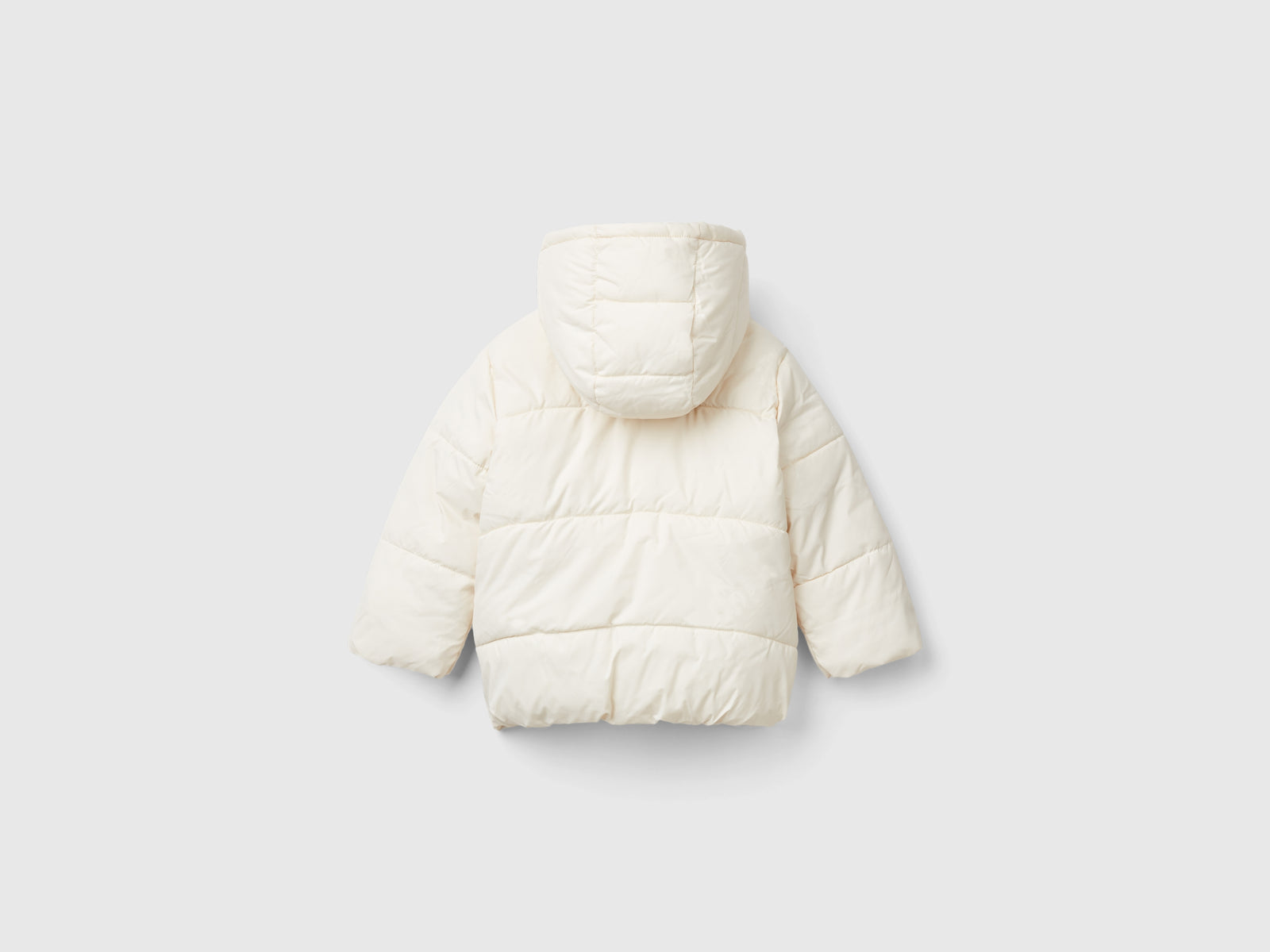 Giubbotto imbottito con cappuccio da bimba bianco panna 2 | Benetton Outlet