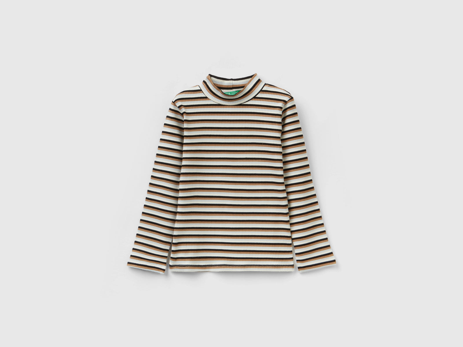 T-shirt lupetto a righe da bimba multi-color | Benetton Outlet