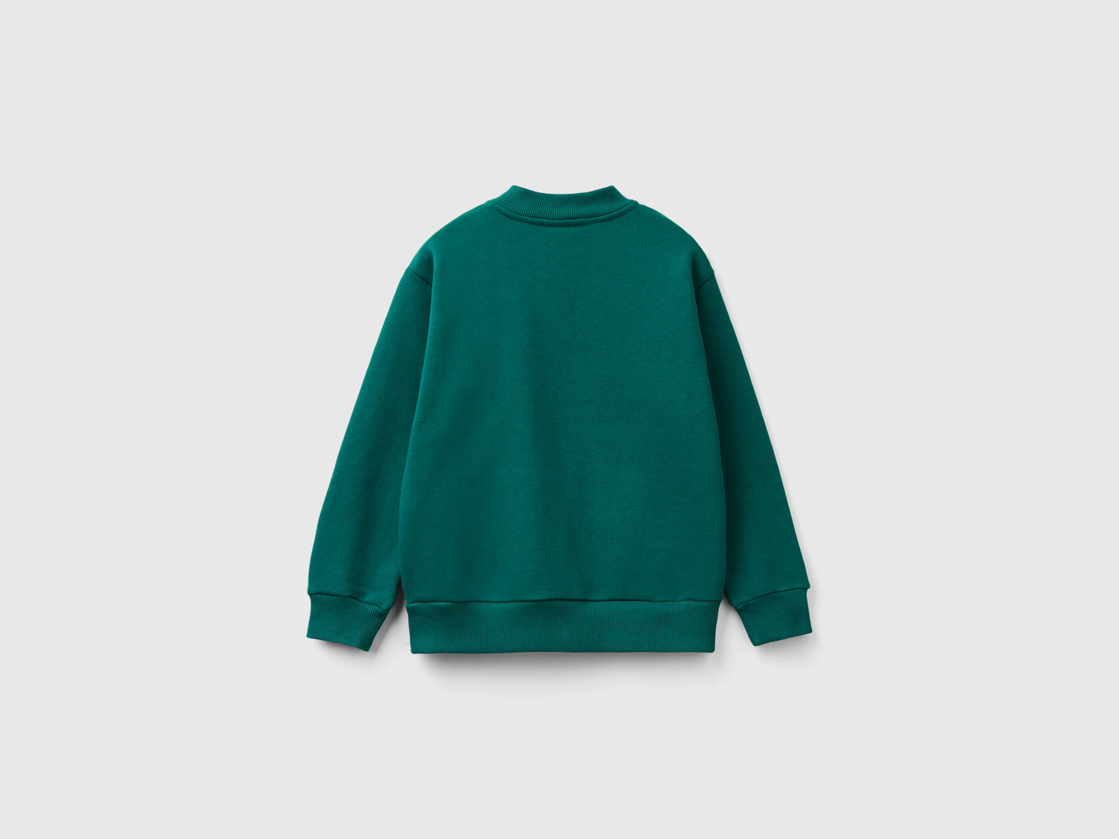 Felpa con zip e stampa slogan da bambino verde scuro 2 | Benetton Outlet