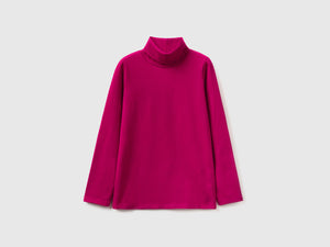 T-shirt stretch con collo alto