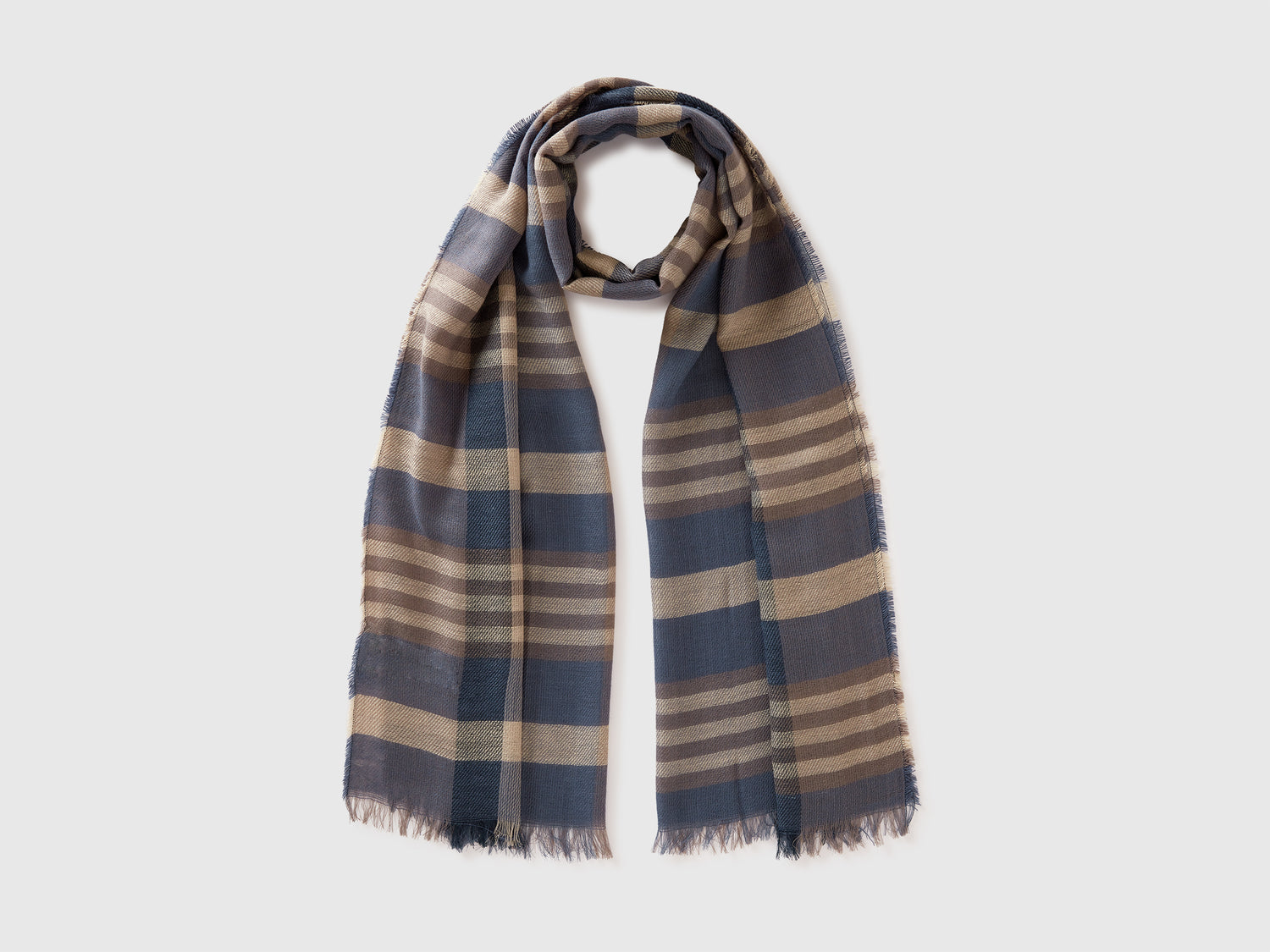 Sciarpa a quadri jacquard da uomo blu scuro | Benetton Outlet