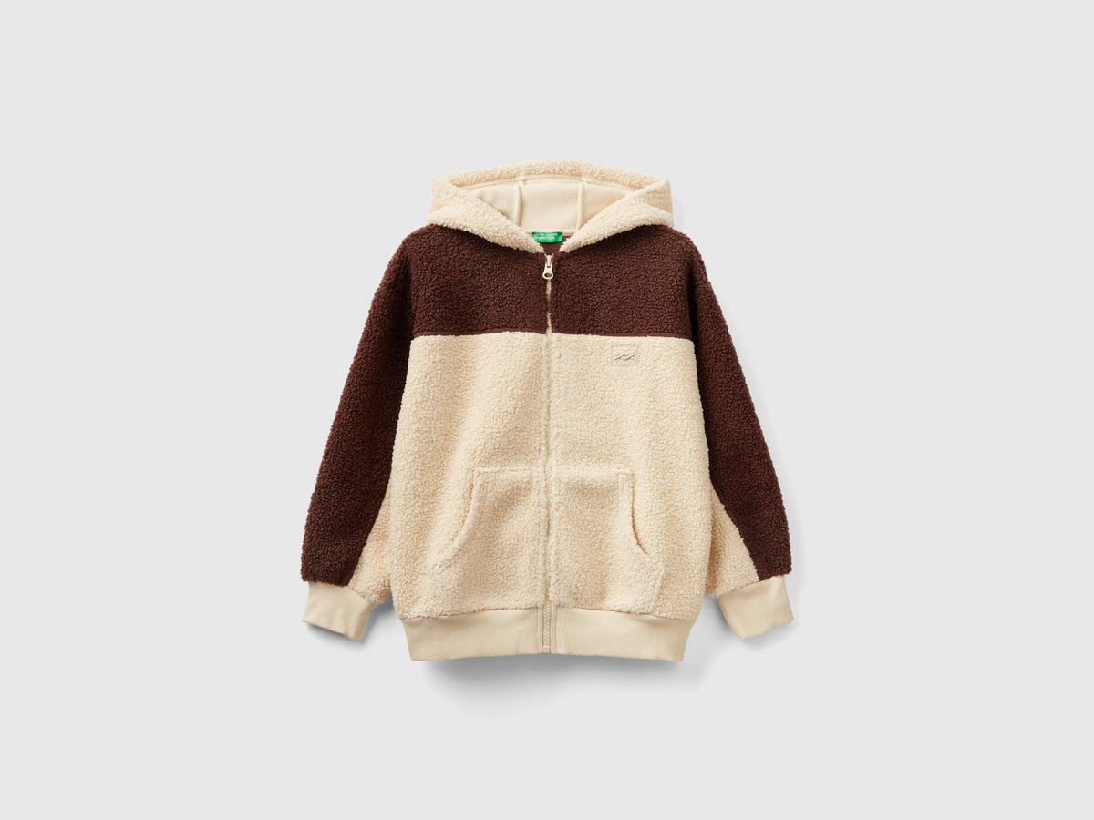 Felpa effetto orsetto con zip