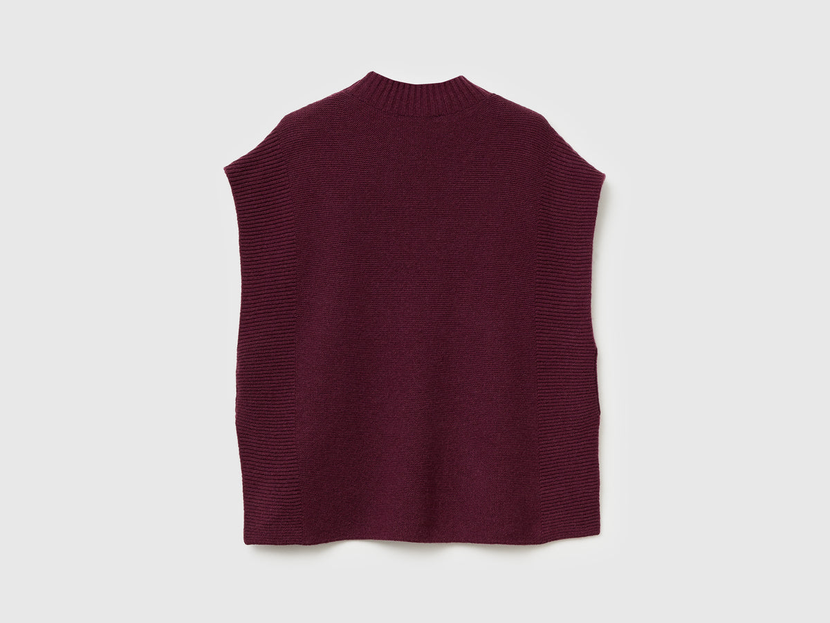 Gilet lupetto in misto lana
