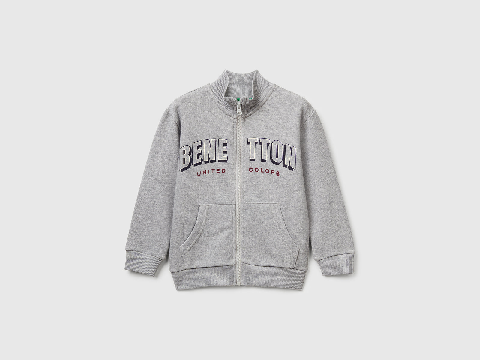 Felpa in cotone con logo da bimbo grigio chiaro | Benetton Outlet