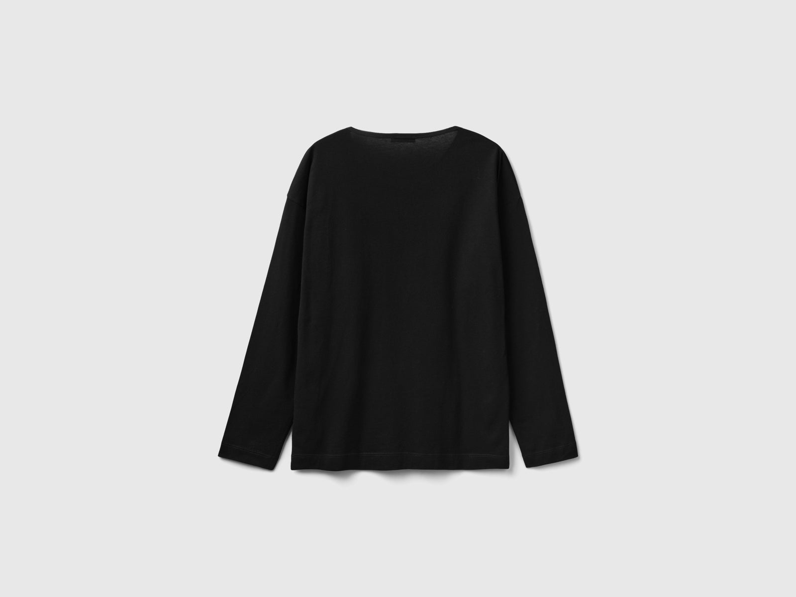 T-shirt girocollo in cotone a fibra lunga da donna nero 2 | Benetton Outlet