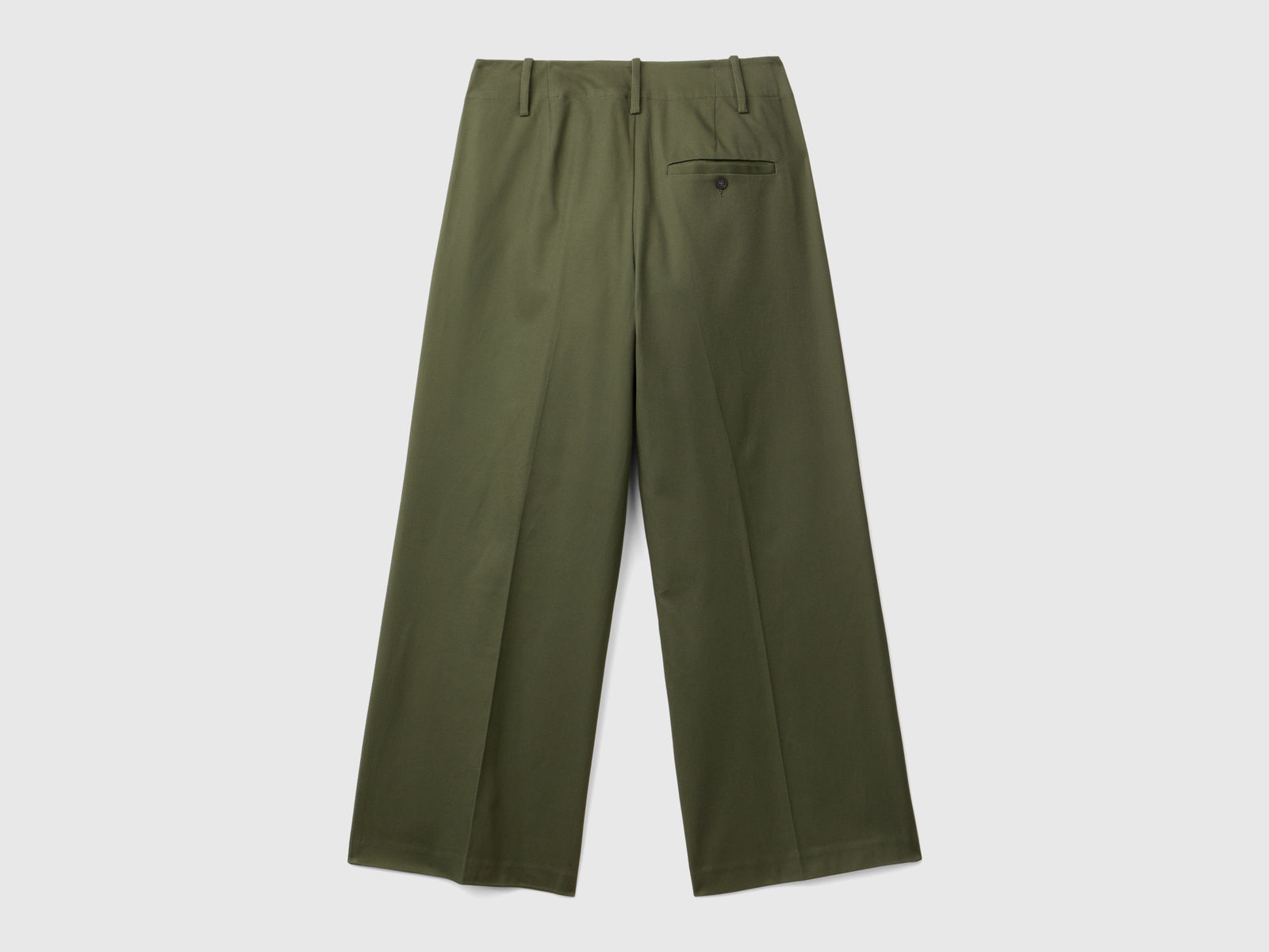 Pantaloni con gamba dritta in cotone stretch da donna verde militare 2 | Benetton Outlet