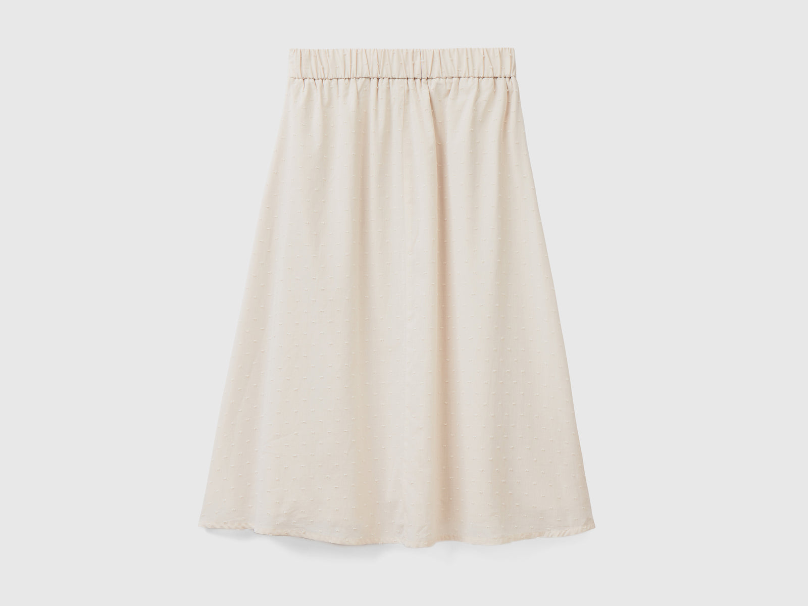 Gonna midi foderata realizzata in tessuto di puro cotone da donna beige 2 | Benetton Outlet