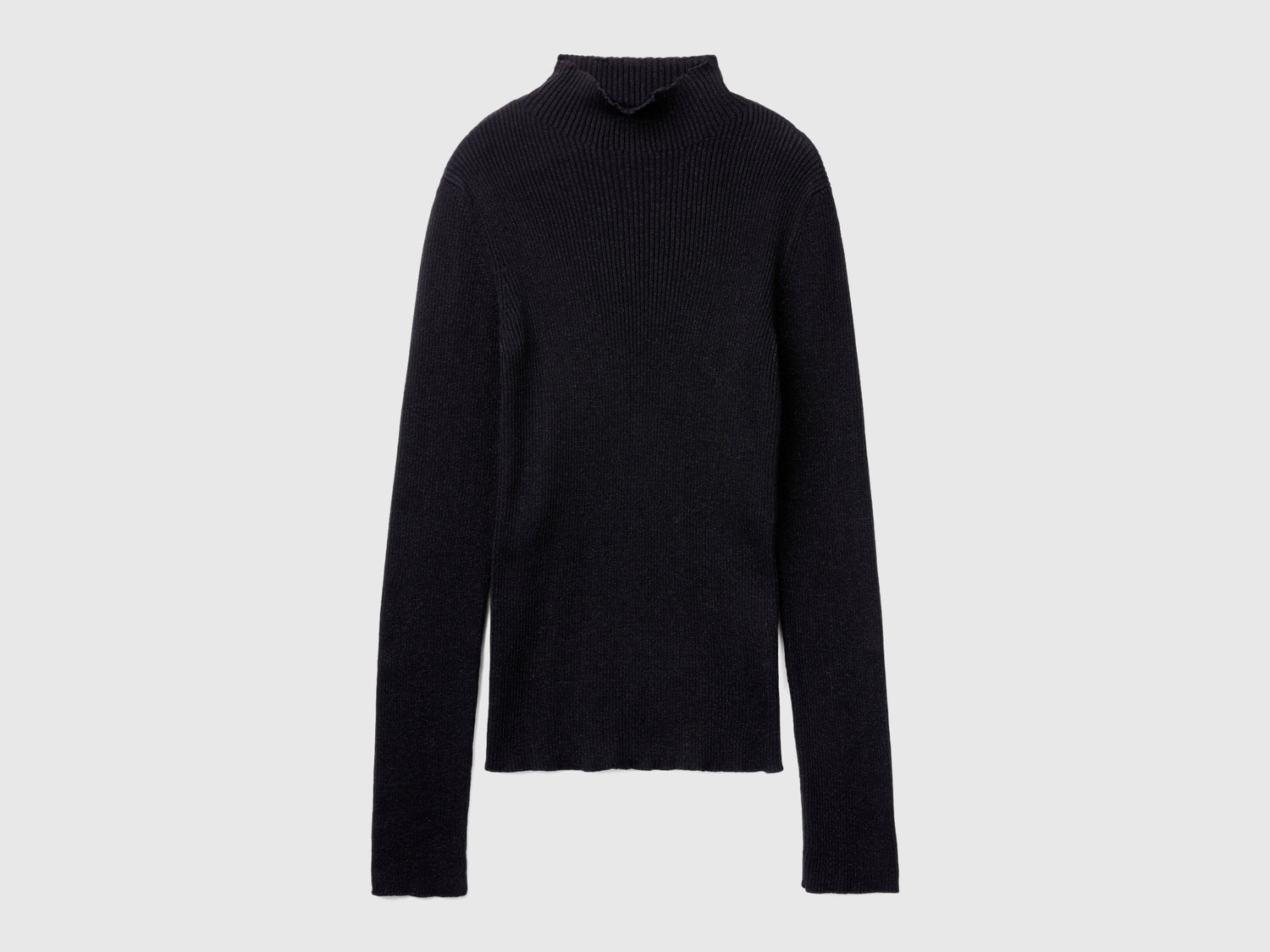 Maglia lupetto aderente con lurex da donna nero | Benetton Outlet