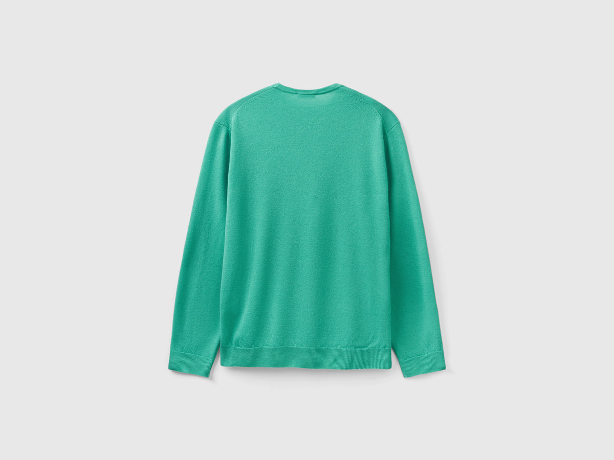 Maglia girocollo chiaro in pura lana Merino