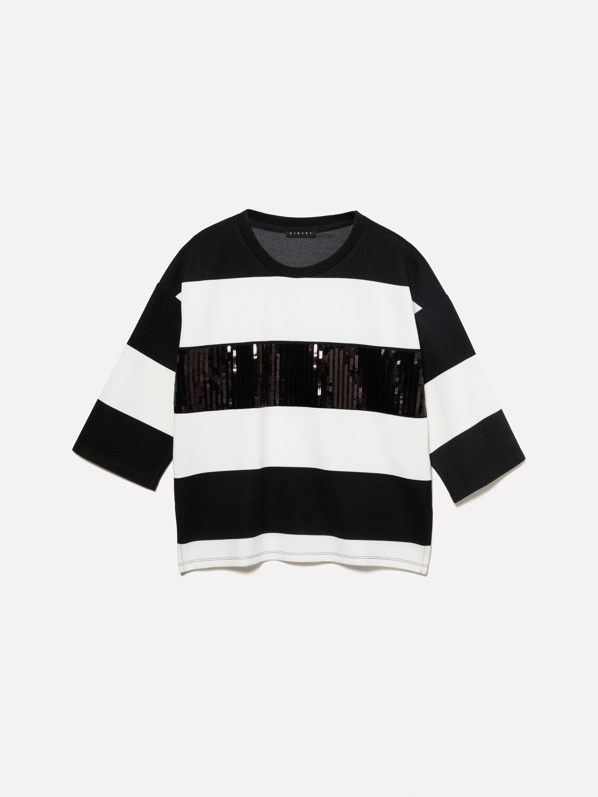 T-shirt a righe con paillettes