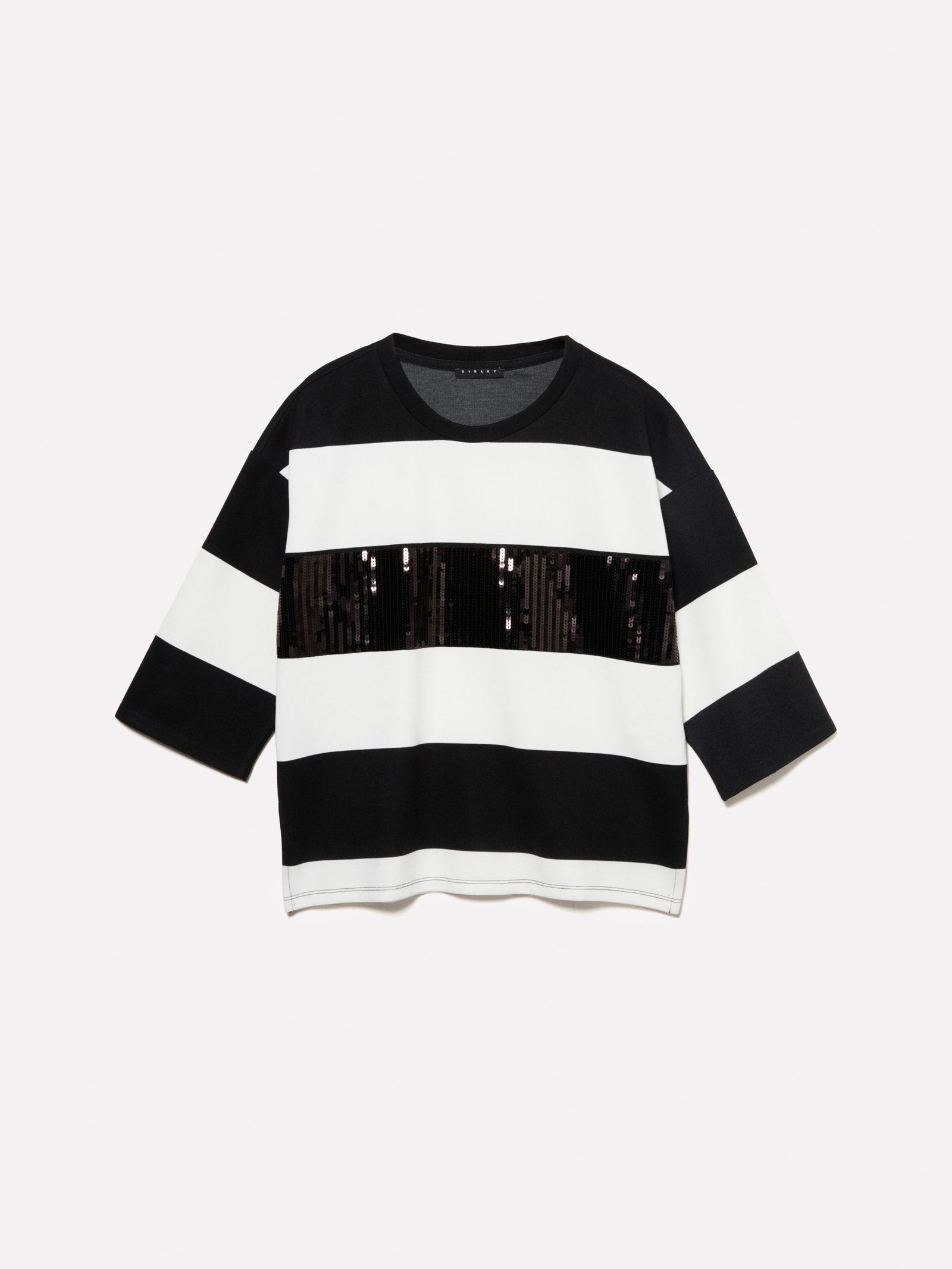 T-shirt a righe con paillettes da donna multi-color | Sisley Outlet