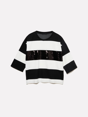 T-shirt a righe con paillettes