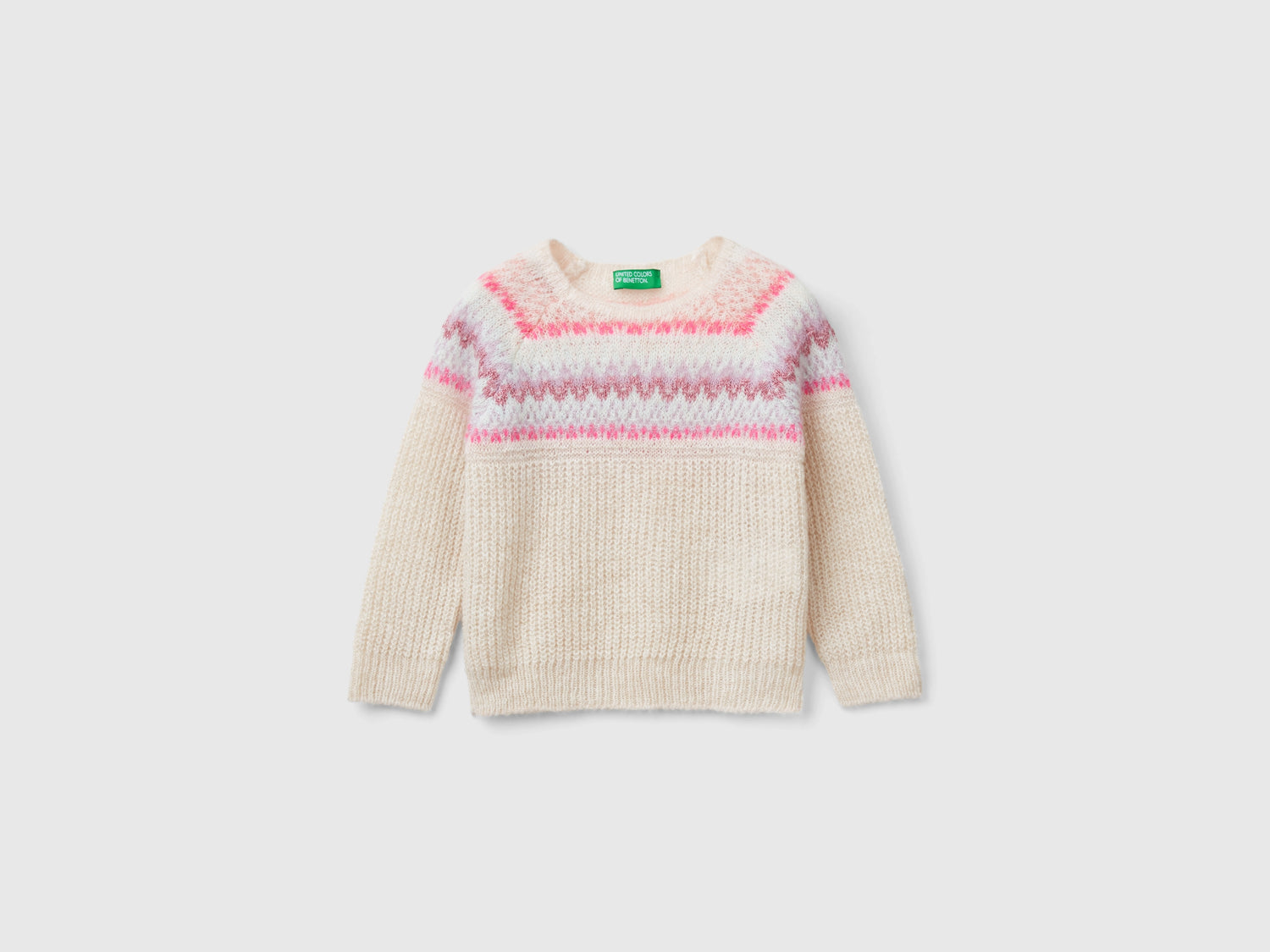 Maglioncino jacquard da bimba beige | Benetton Outlet